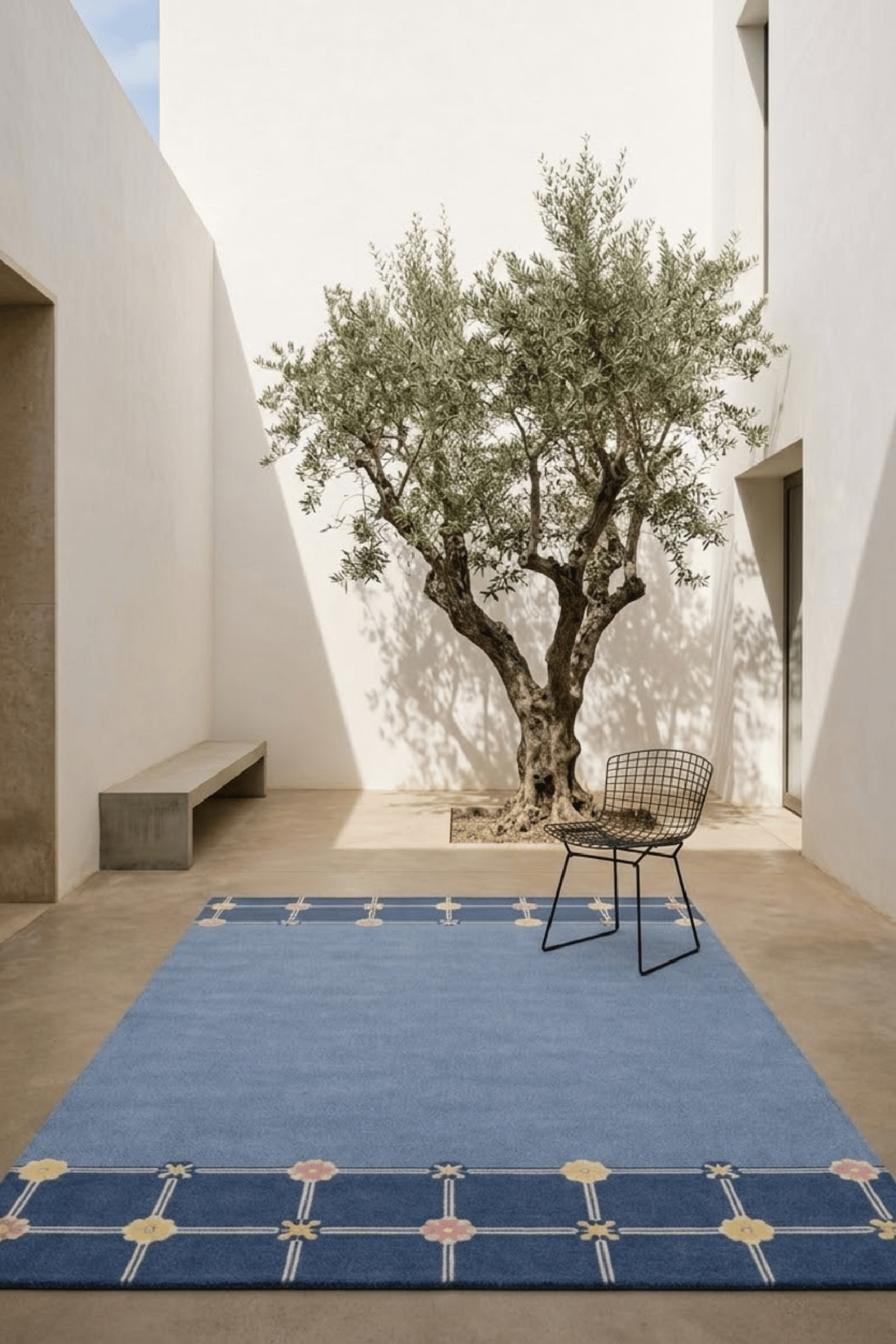 Woolen Handtufted Carpet_ Blue Blossom