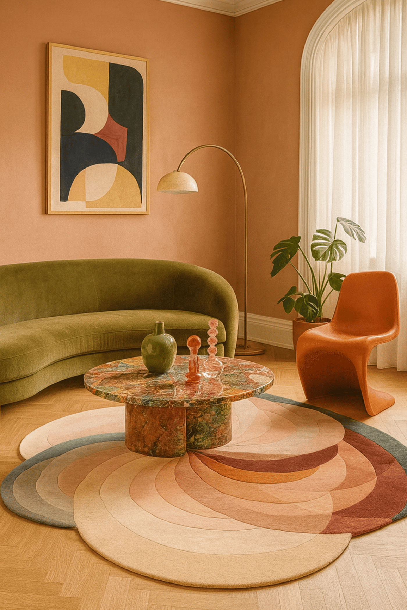 Round Woolen Handtufted Carpet _ Seraph Petals