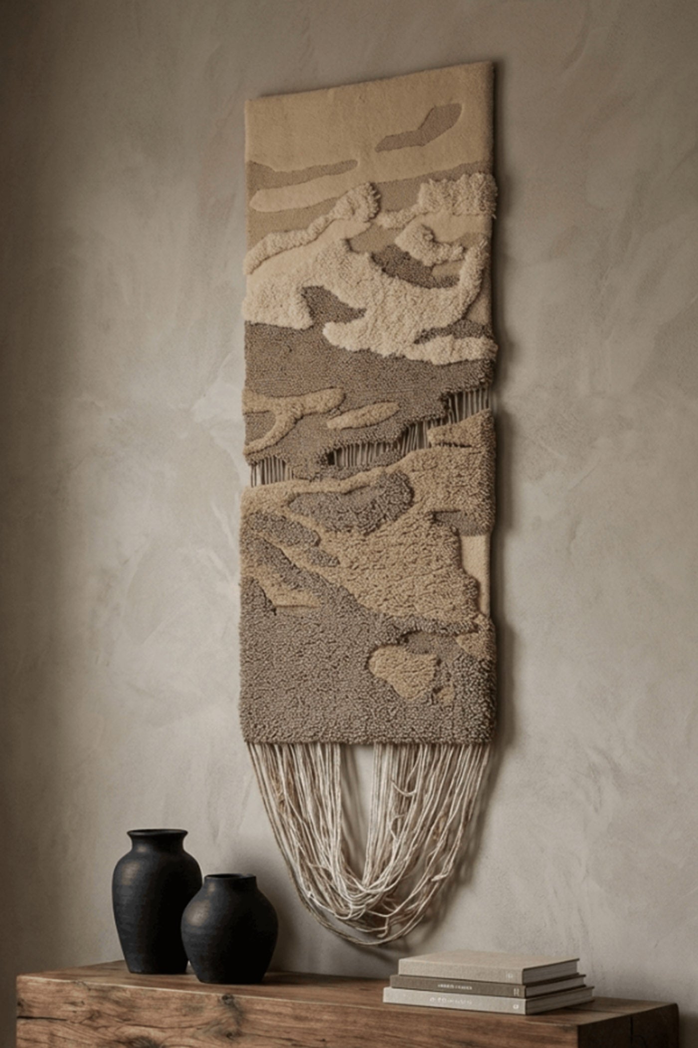 Layered Silence Hand Tufted Wall Rug