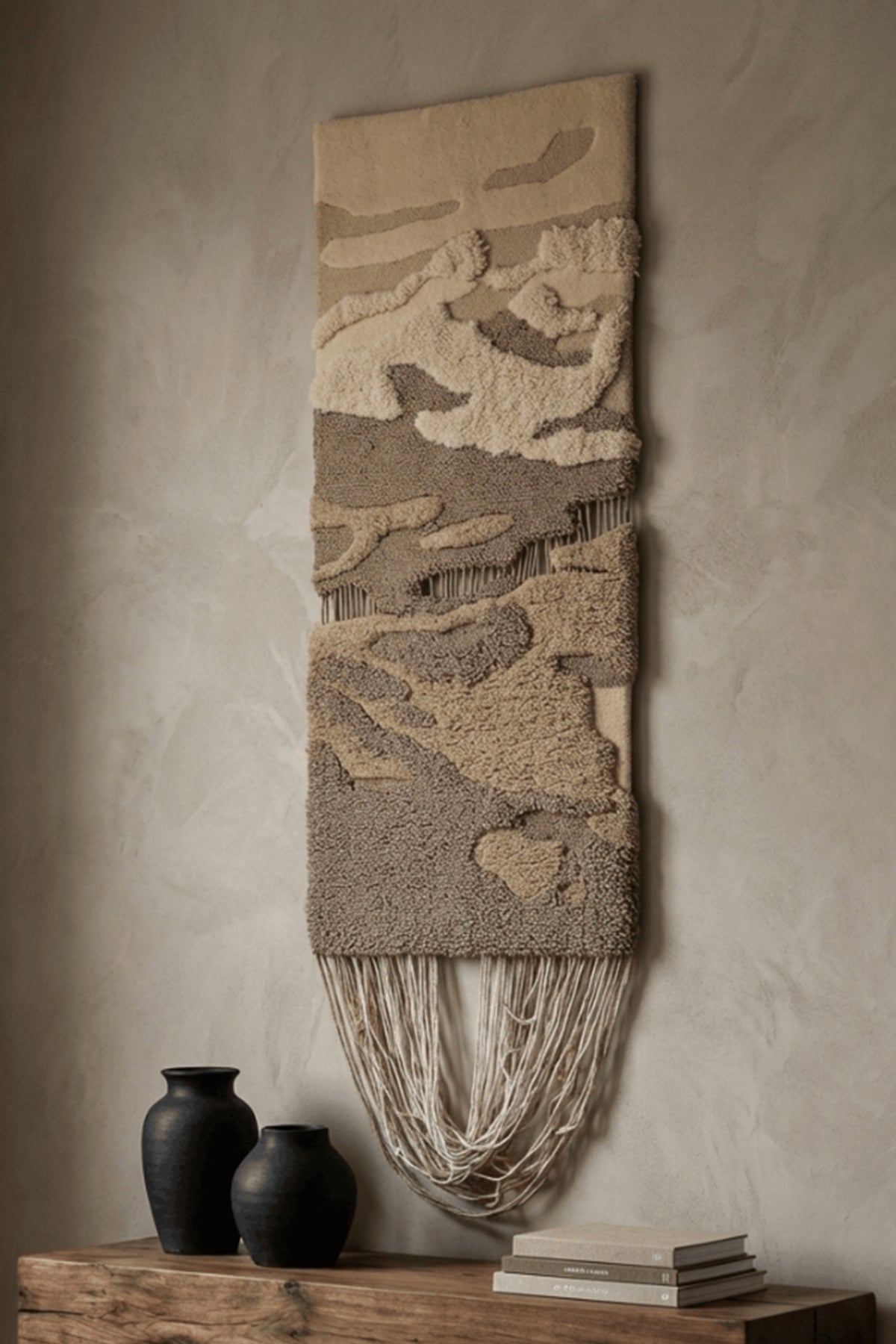 Layered Silence Hand Tufted 100% New Zealand Wool Wall Rug