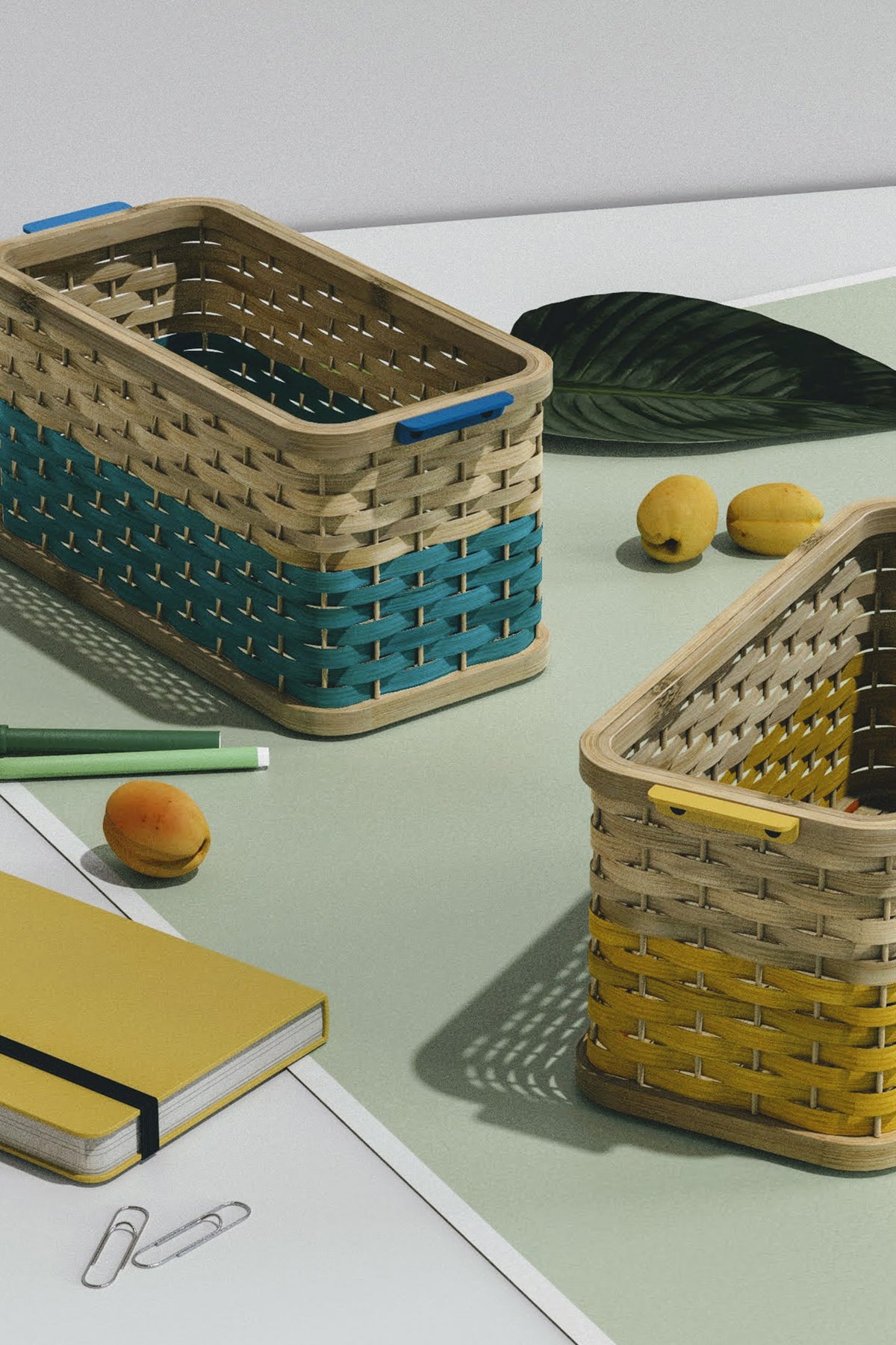 Mianzi Stadium Bamboo Blue Basket