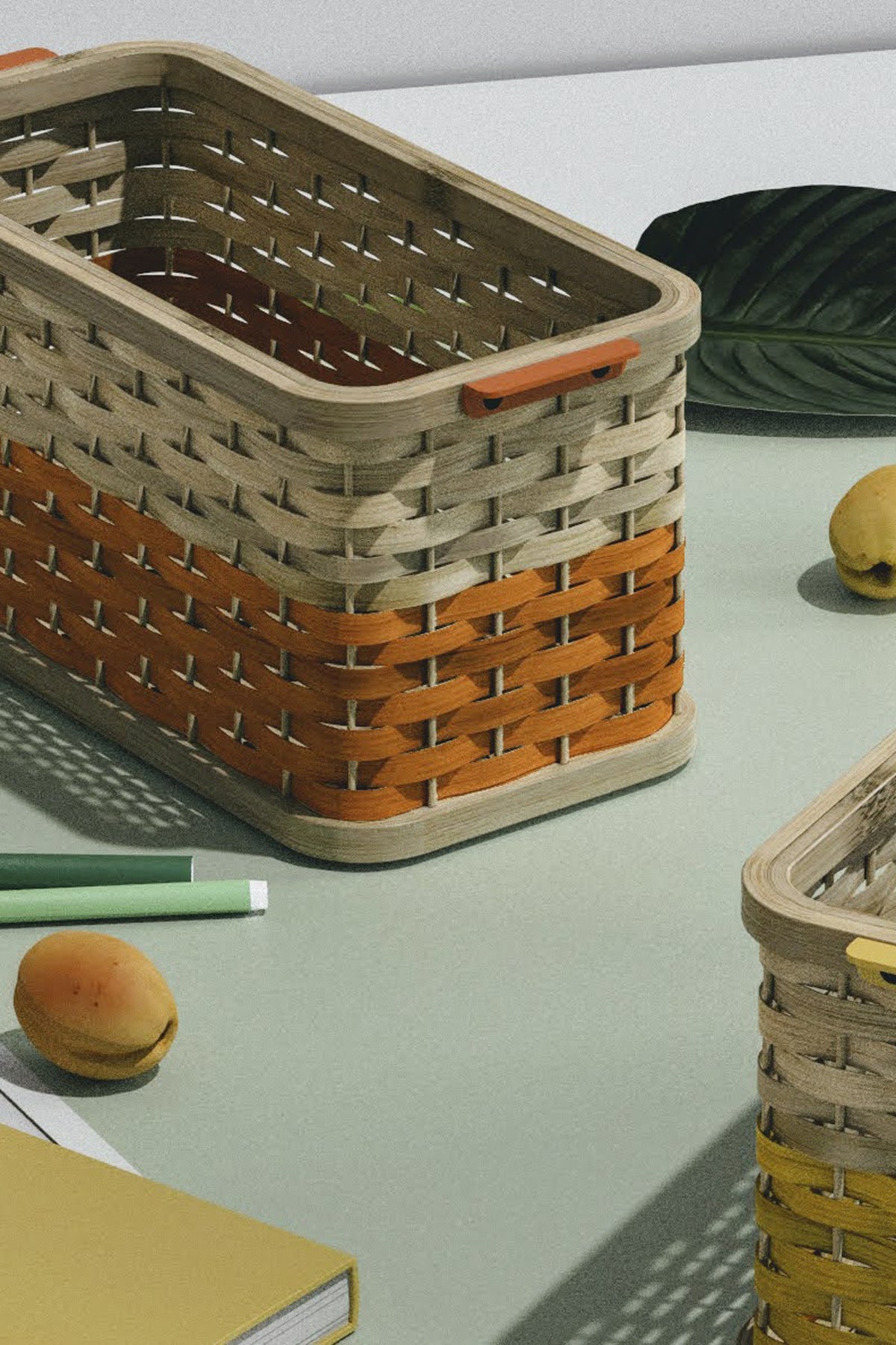 Mianzi Stadium Bamboo Blue Basket
