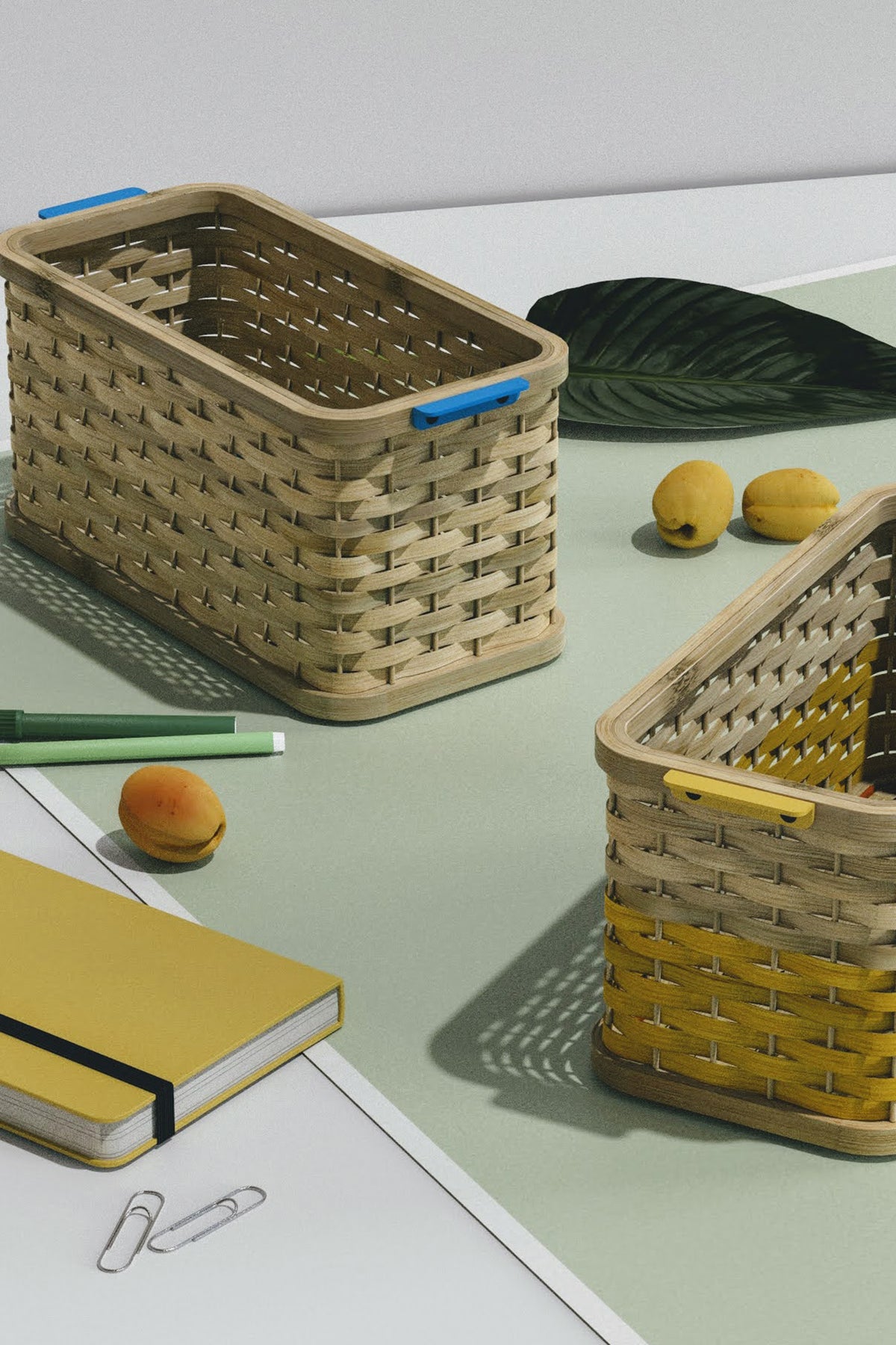 Mianzi Stadium Bamboo Blue Basket