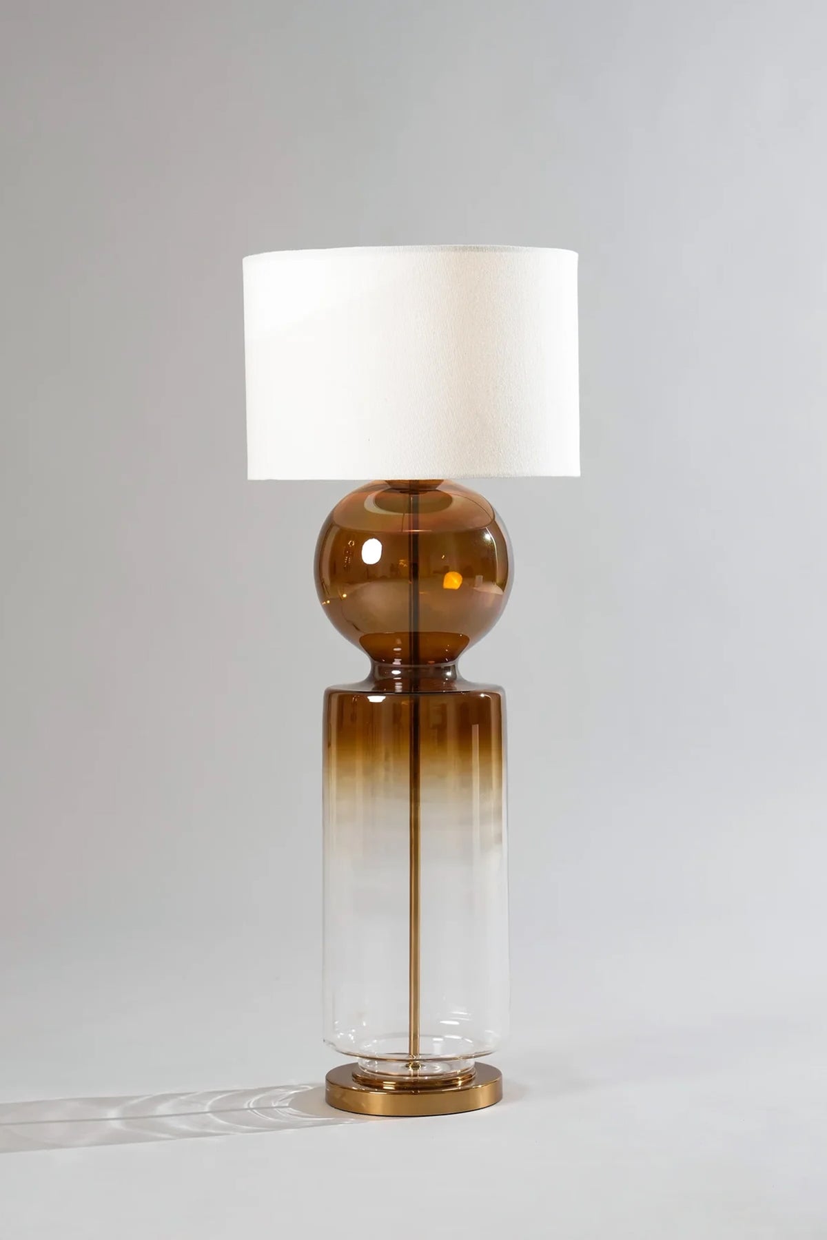 Ball & Cylinder Ombre Handblown Glass Clear Table Lamp