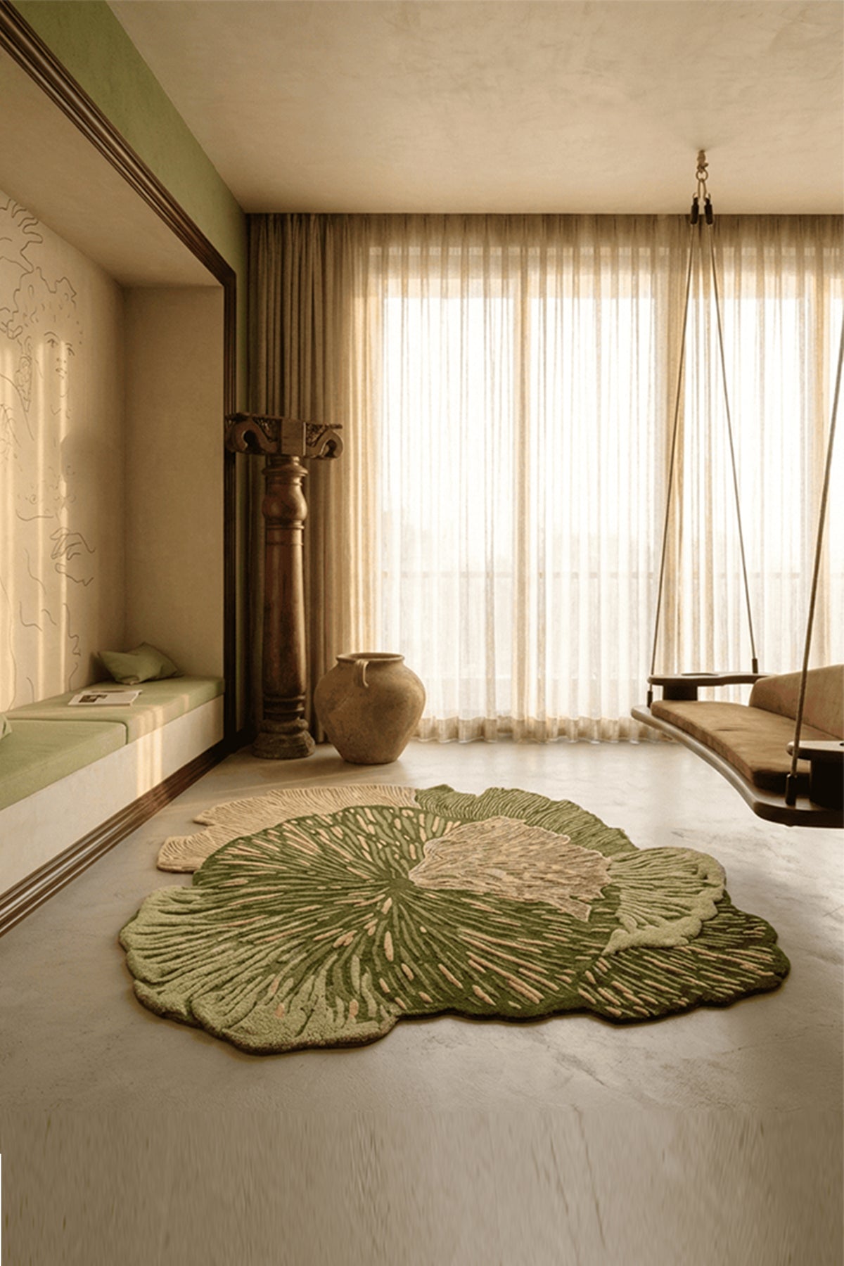 Forest Nuances hand Tufted 100% New Zealand Wool Natural Rug