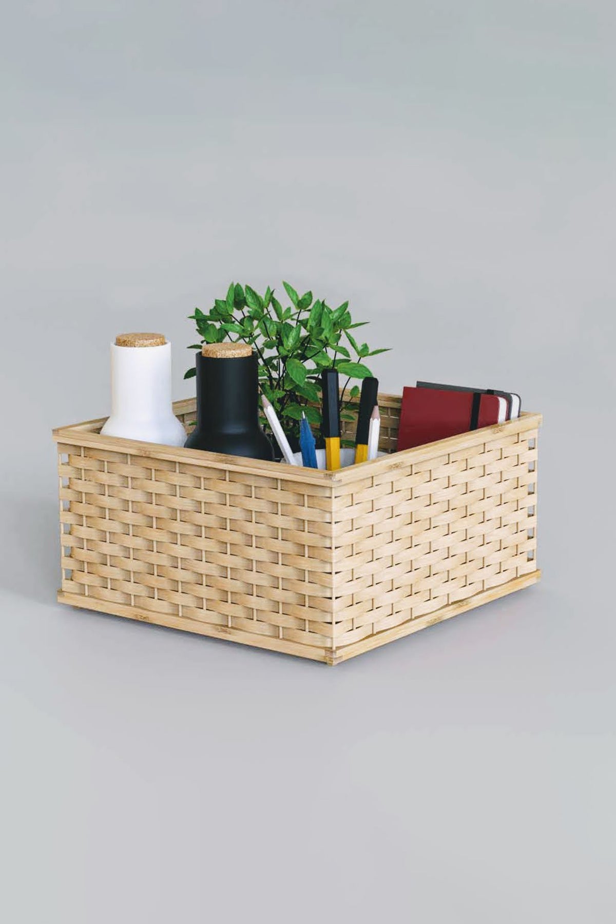 Mianzi Stackable Bamboo Blue Basket