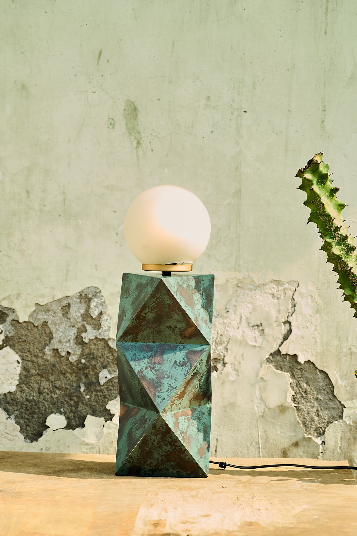 Facet Copper Patina Mild Steel Table Lamp