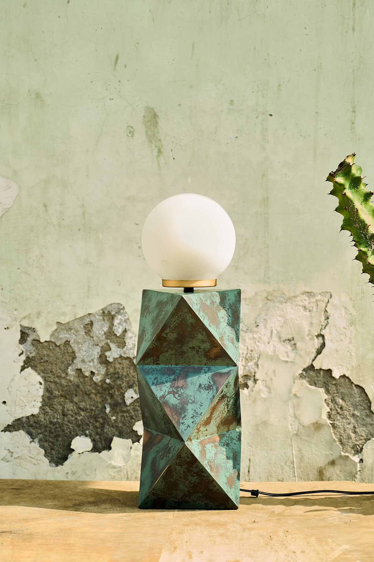 Facet Copper Patina Mild Steel Table Lamp