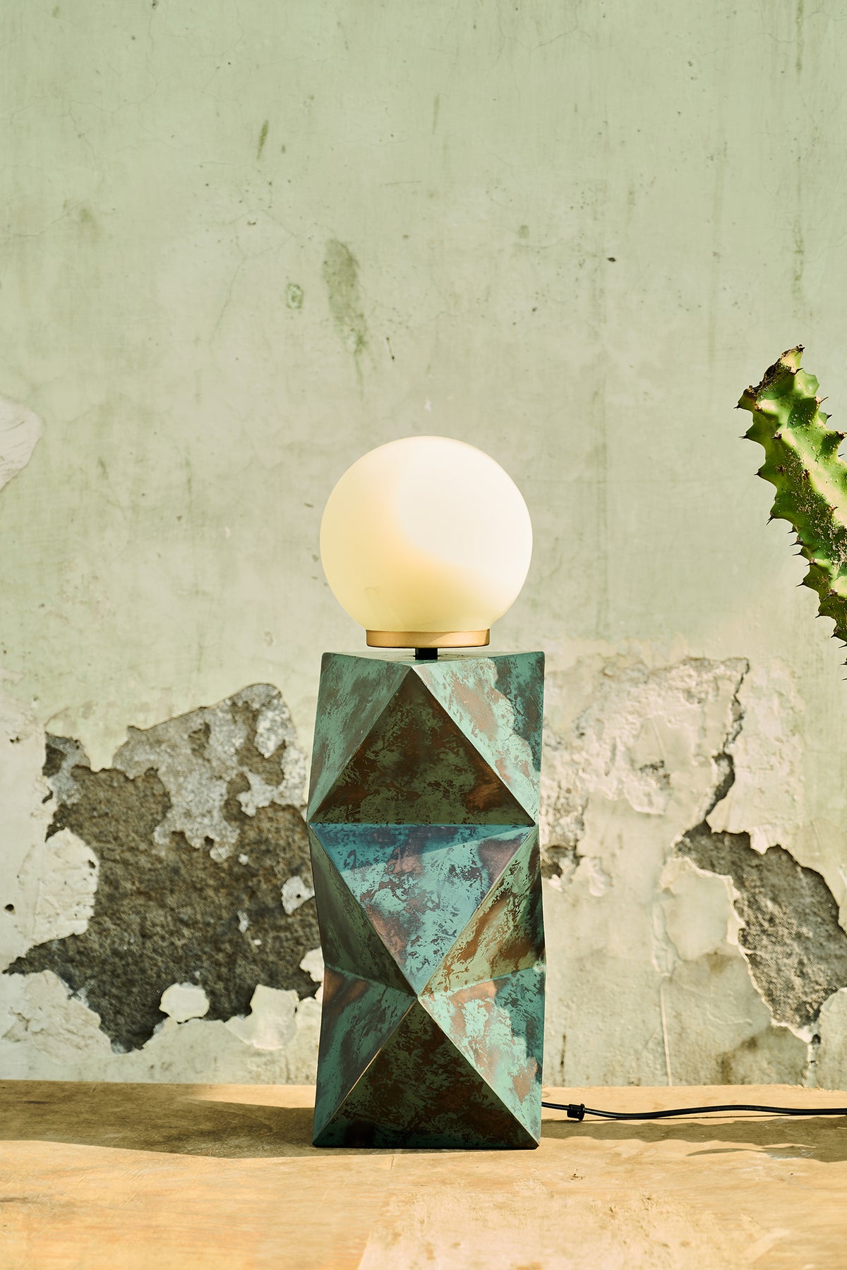 Facet Copper Patina Mild Steel Table Lamp