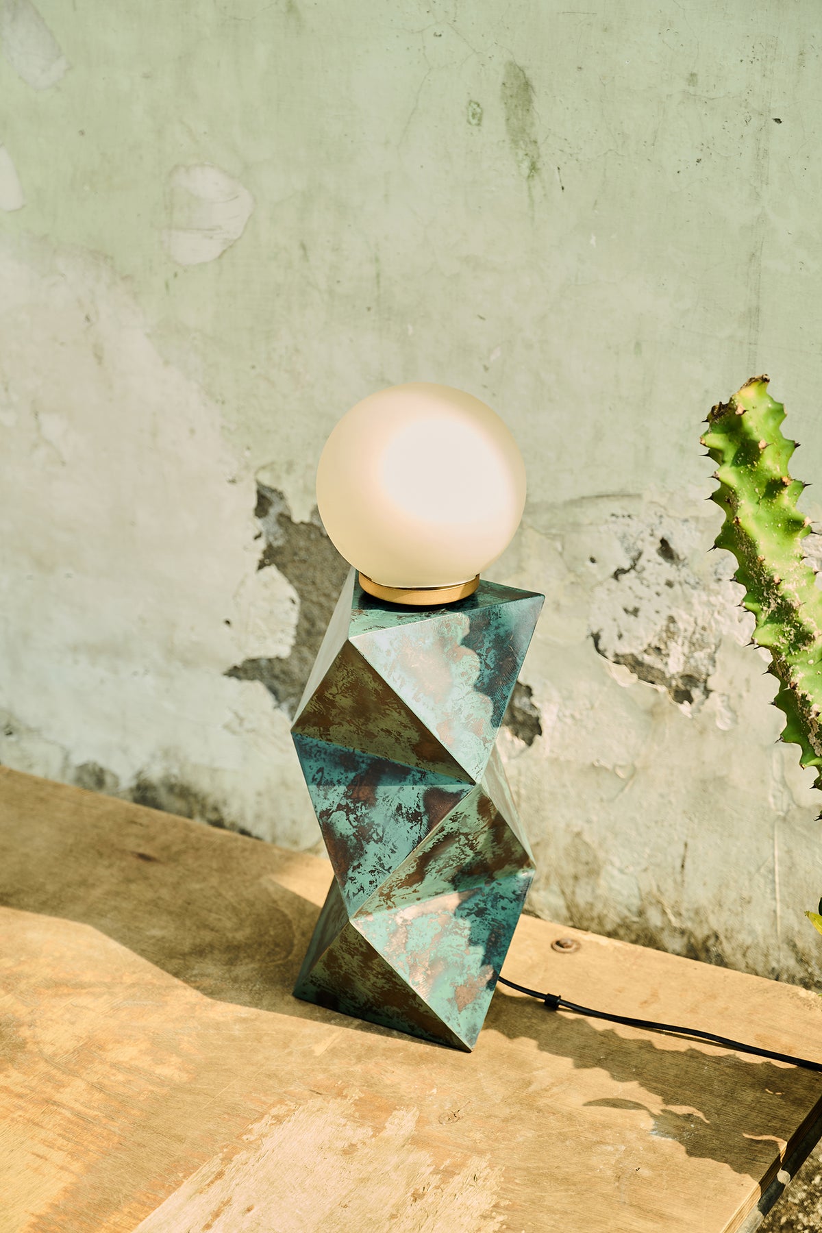Facet Copper Patina Mild Steel Table Lamp