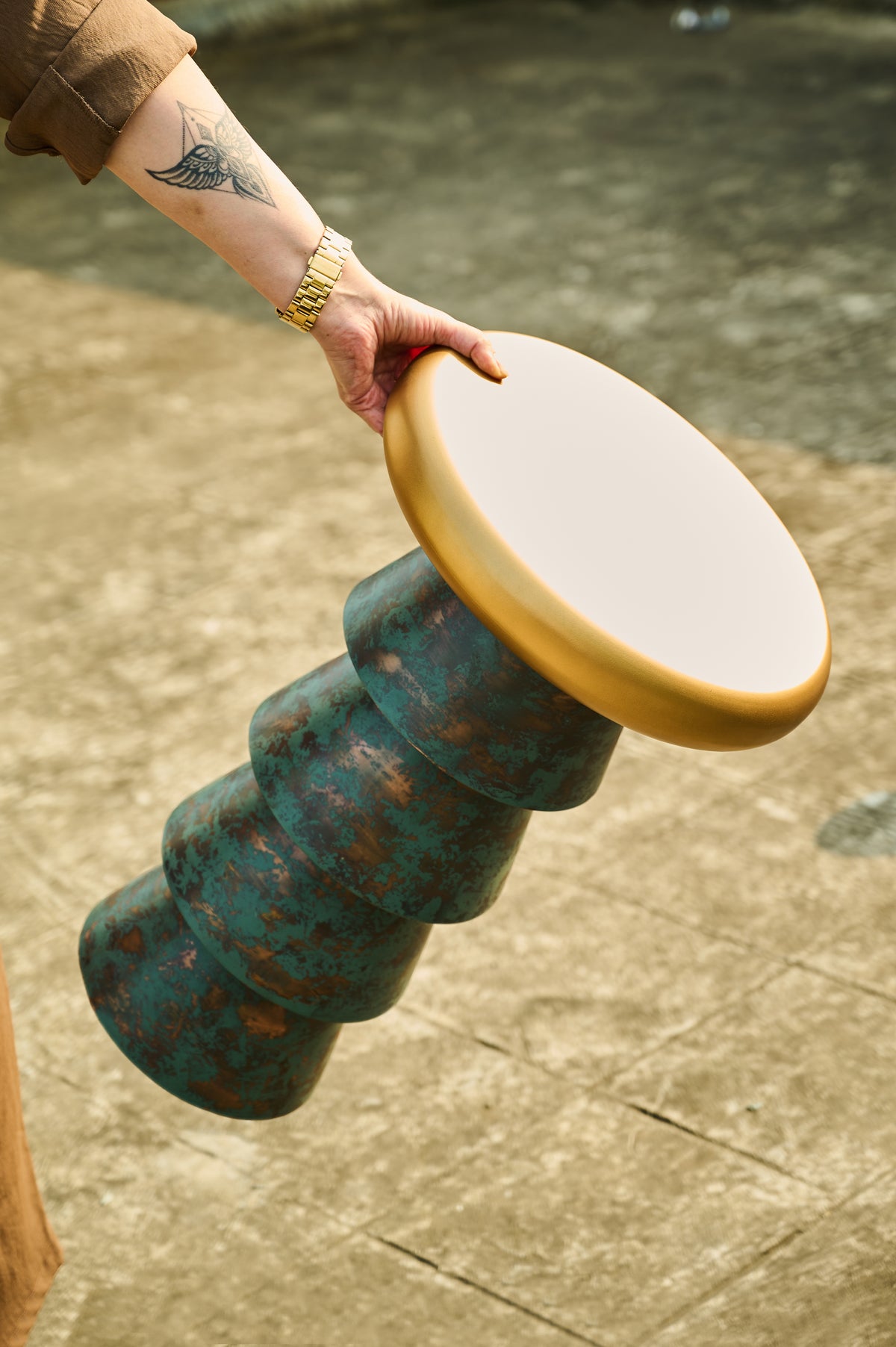 Bucket Copper Patina Mild Steel Drink Table
