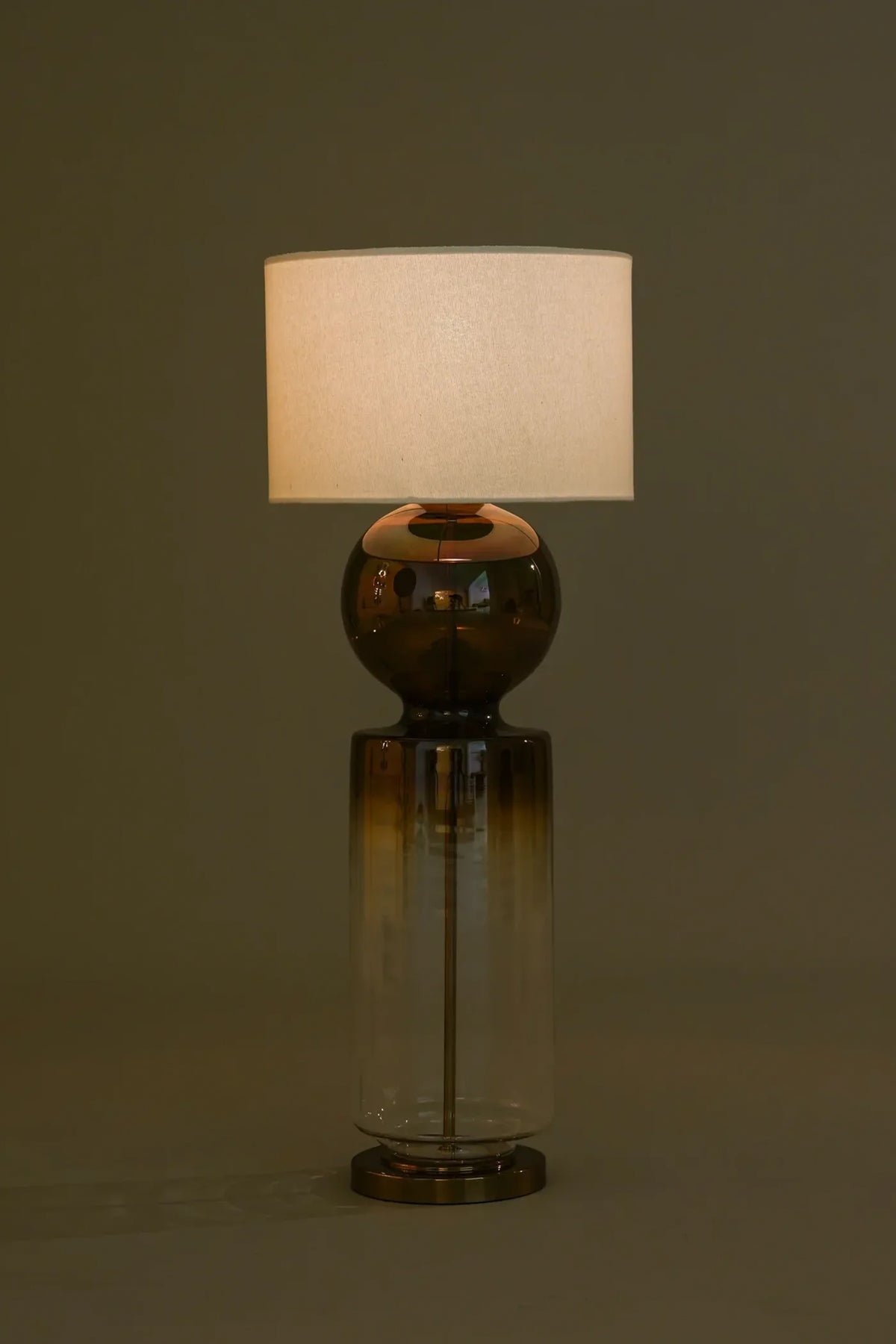 Ball & Cylinder Ombre Handblown Glass Clear Table Lamp