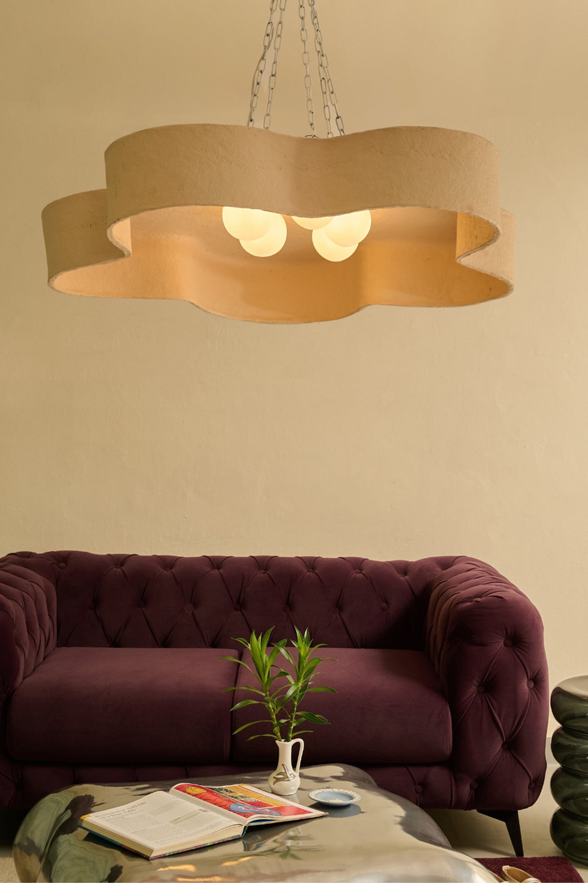 The Blossom Paper Mache & Mild Steel Peach Chandelier