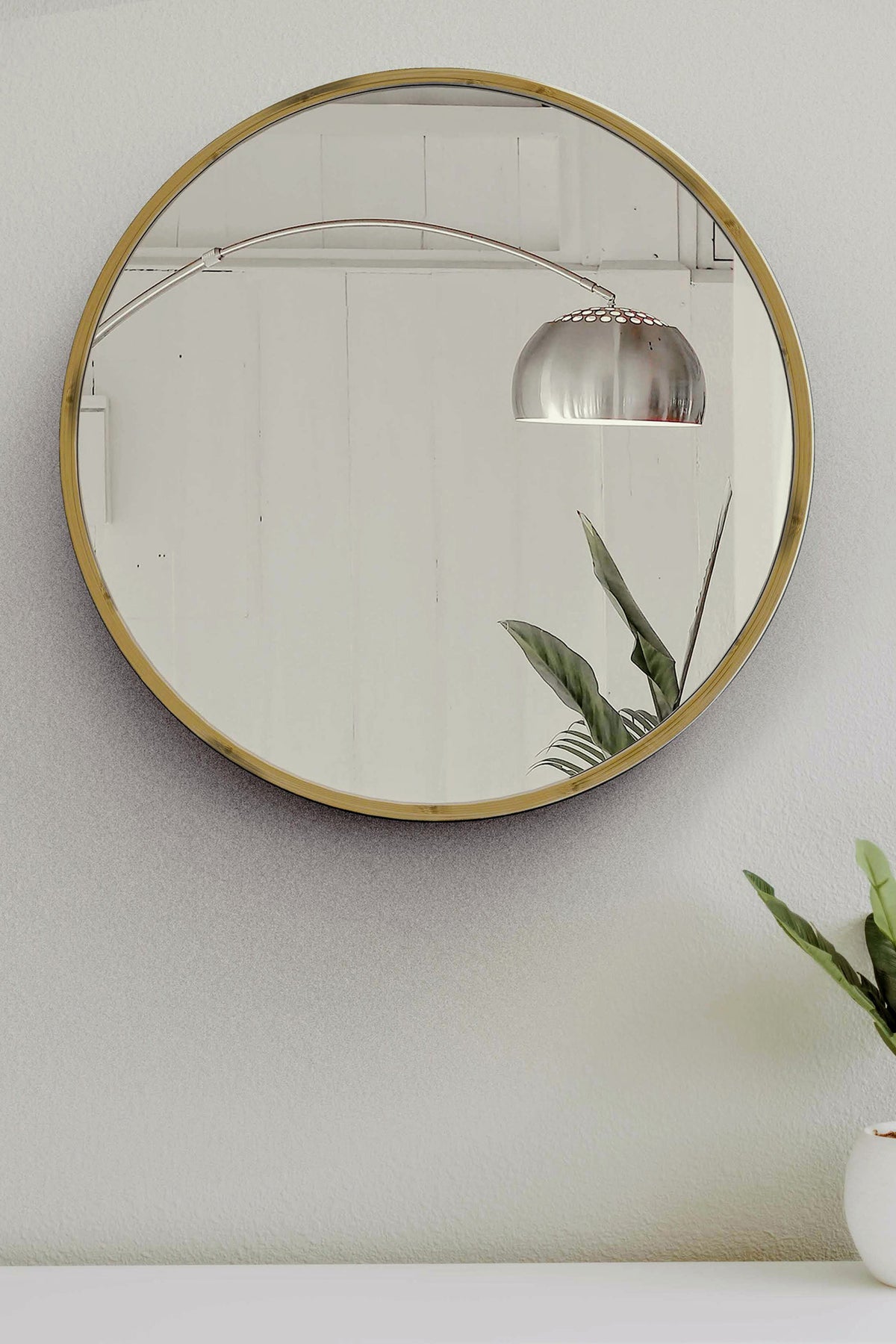 Mianzi Mira Round (Large) Bamboo Blue Wall Mirrors