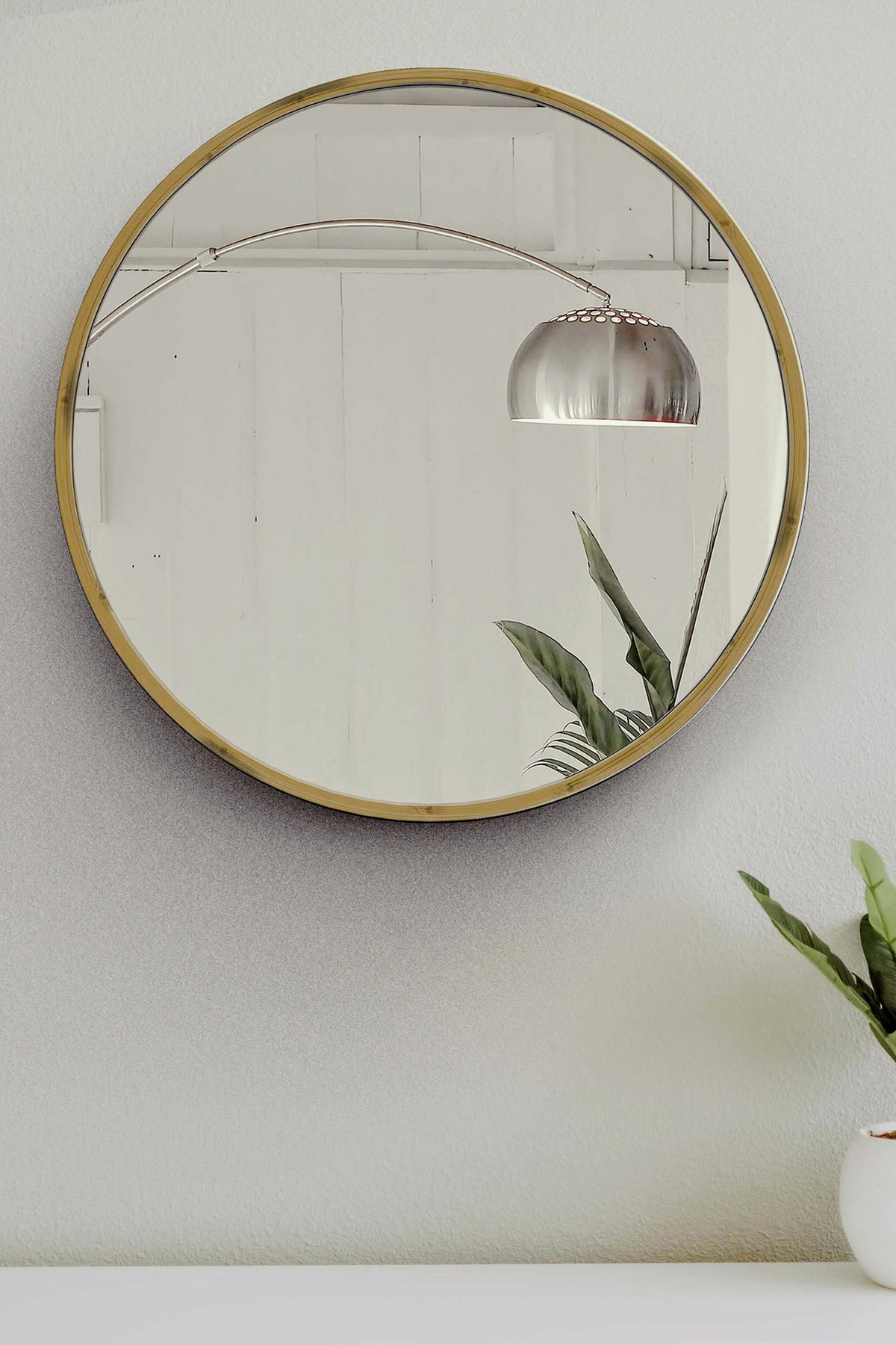 Mianzi Mira Round (Small) Bamboo Blue Wall Mirrors