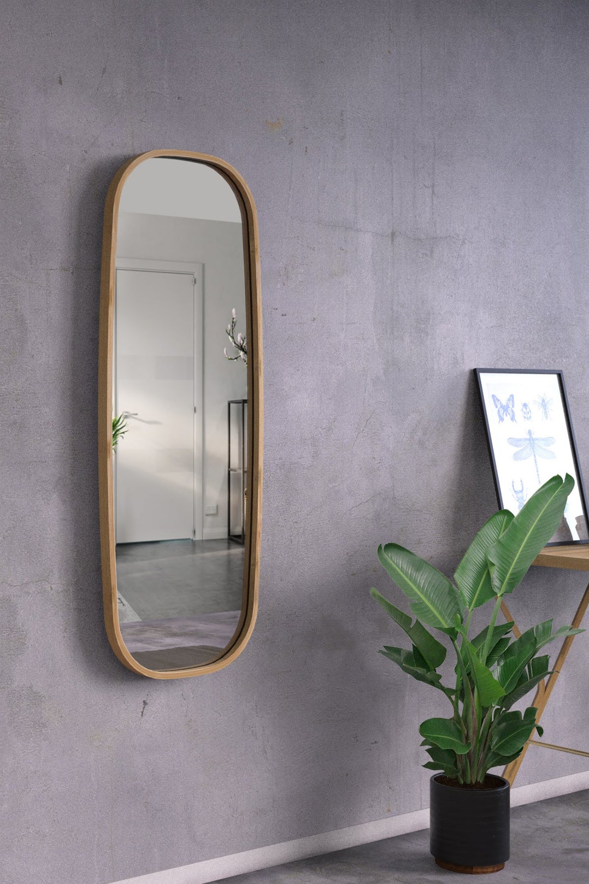 Mianzi Mira Squircle (Large) Bamboo Natural Wall Mirrors