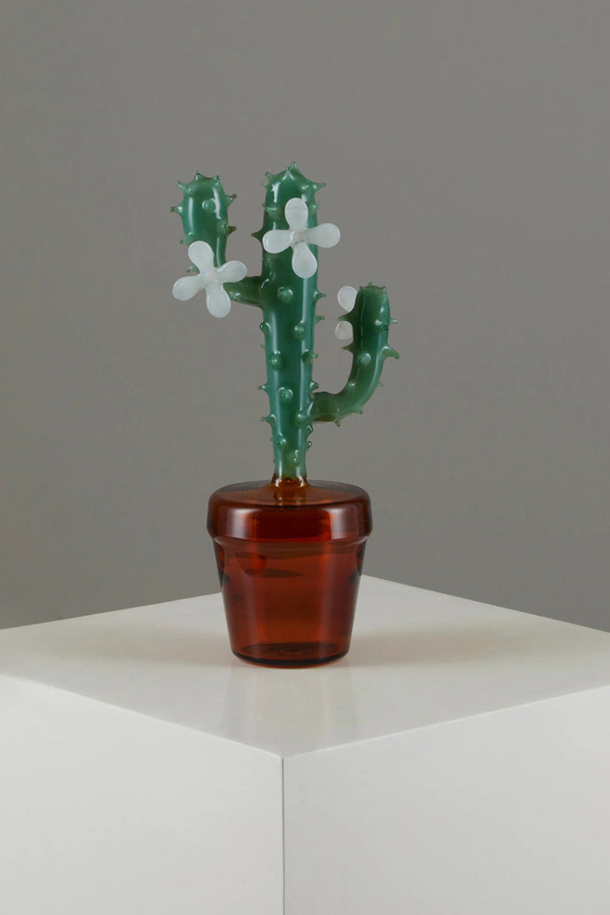 Cactus Handblown Glass Green Decor Item