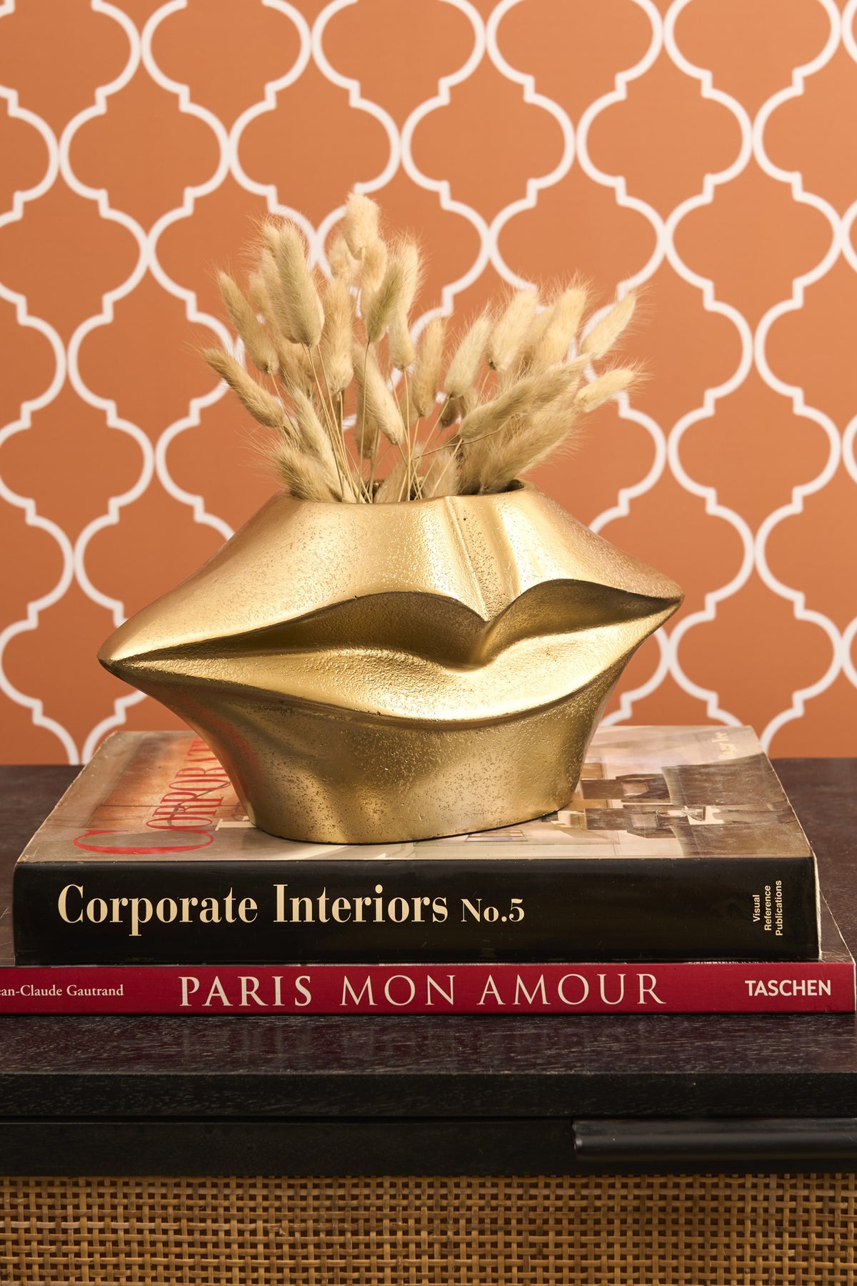 Golden Whisper Lips Ceramic Gold Vase