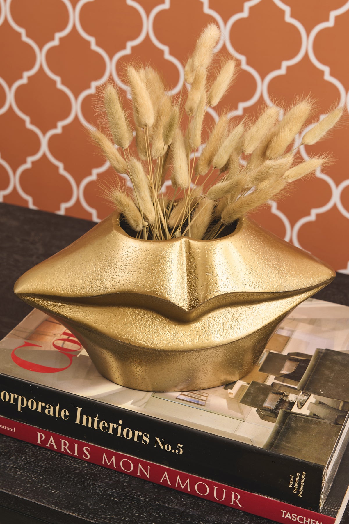 Golden Whisper Lips Ceramic Gold Vase