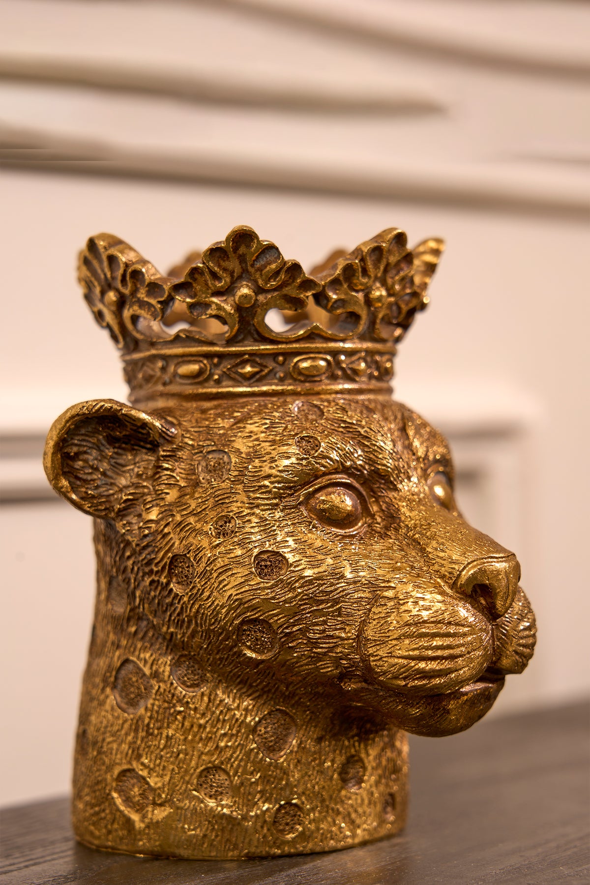 Leopold Loepard Metal Gold Candle Holder