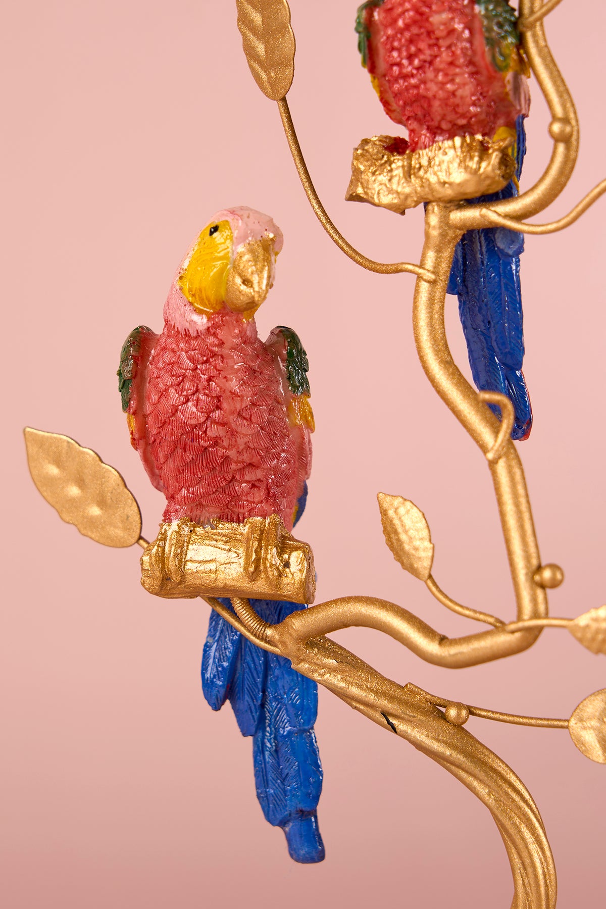 Etheral Duo Parrot Metal Red Candle Holder