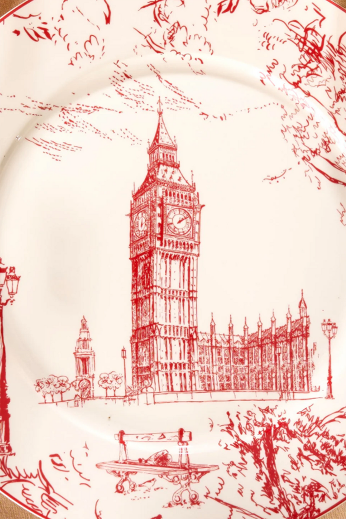 Crimson City Dinner Porcelain Red Dinner set Of 4