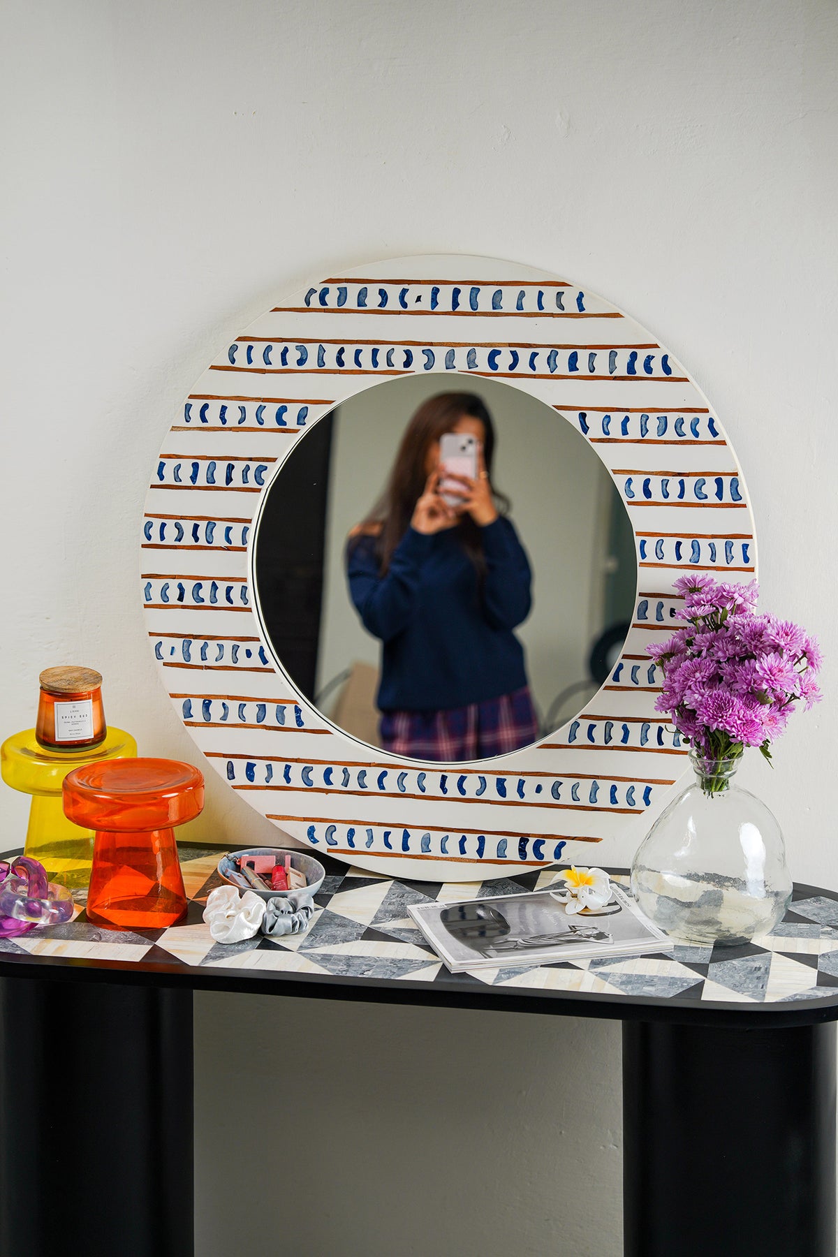 Sambhal Bone inlay Blue Mirror