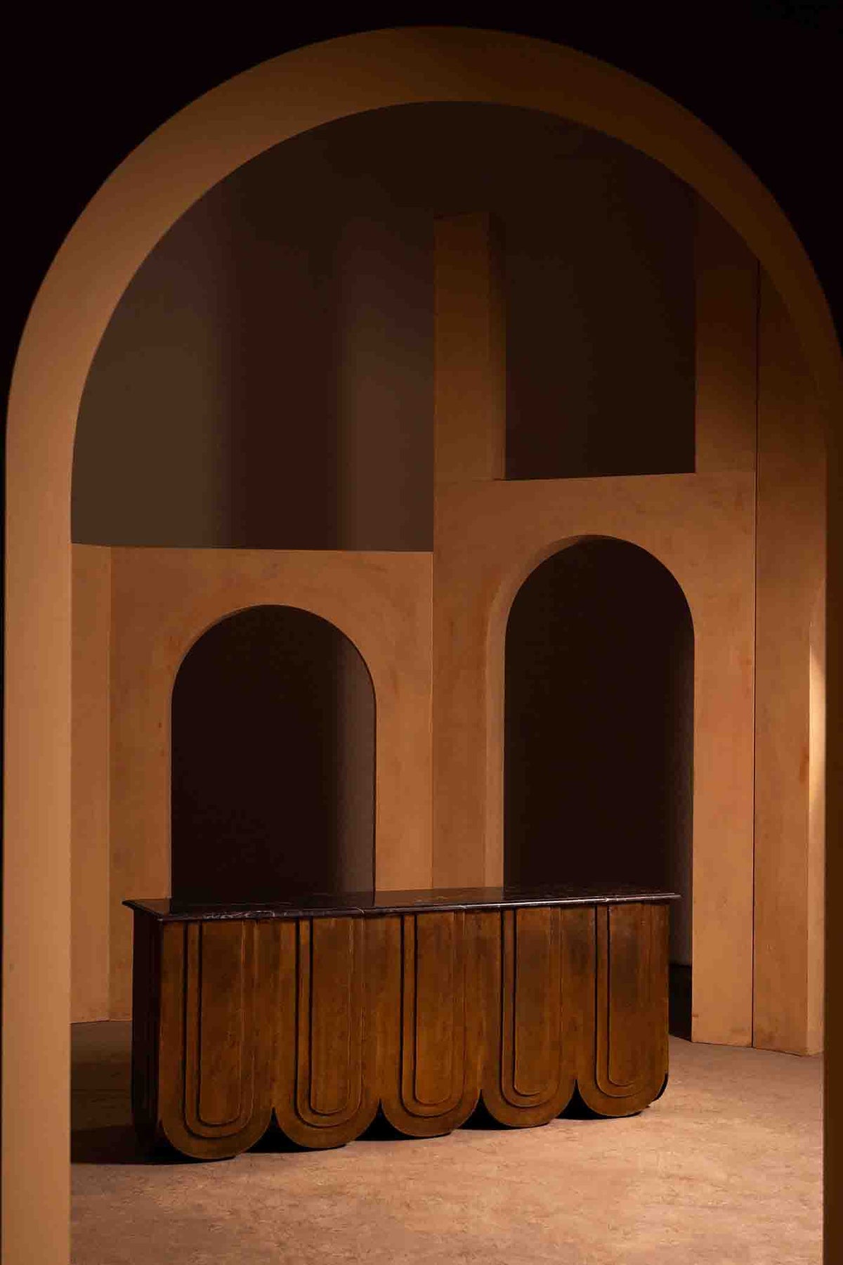 Veil CAST ALUMINIUM Gold Console table