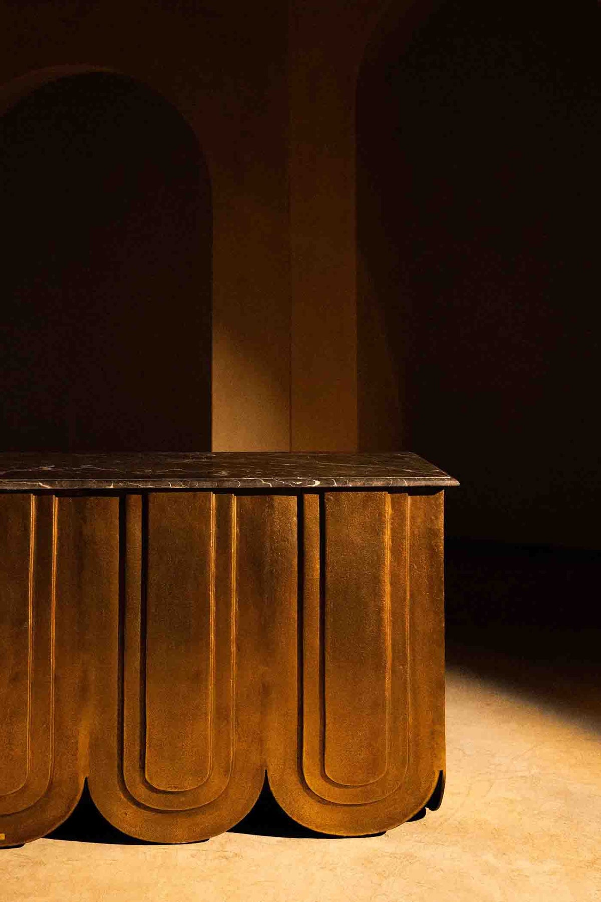 Veil CAST ALUMINIUM Gold Console table