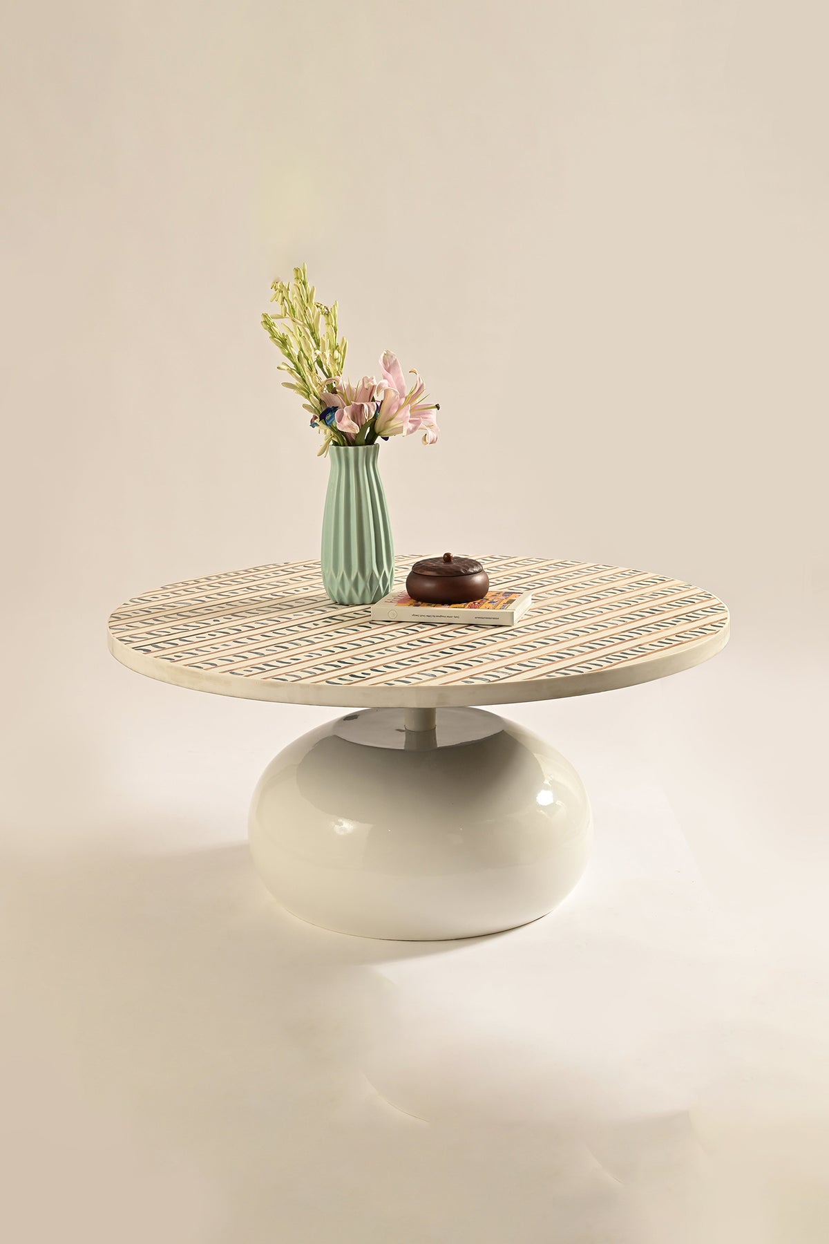 Sambhal Coffee Top: Bone Inlay Ivory Table