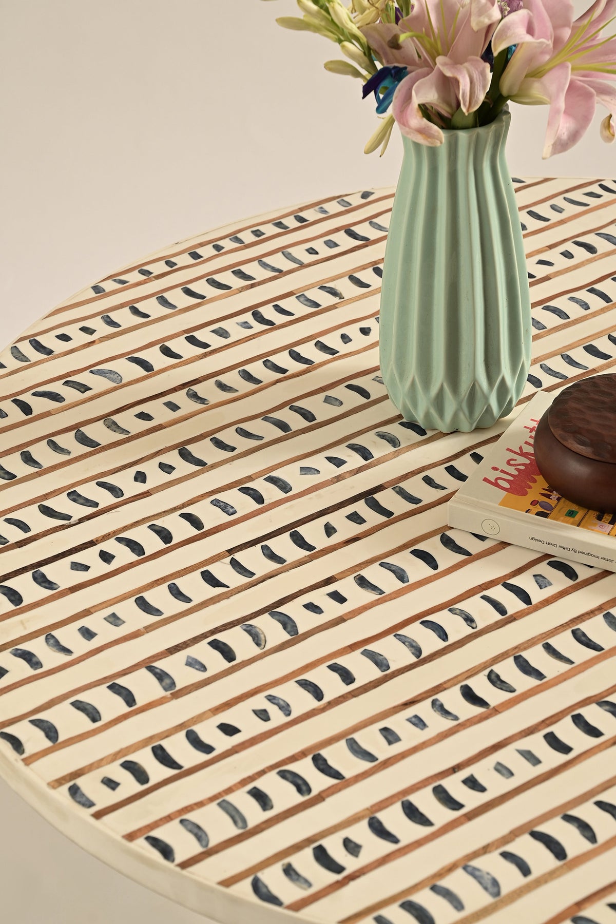 Sambhal Coffee Top: Bone Inlay Ivory Table