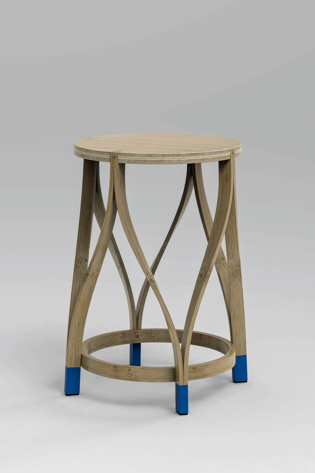 Mianzi Lotus Bamboo Blue Stool (Small)