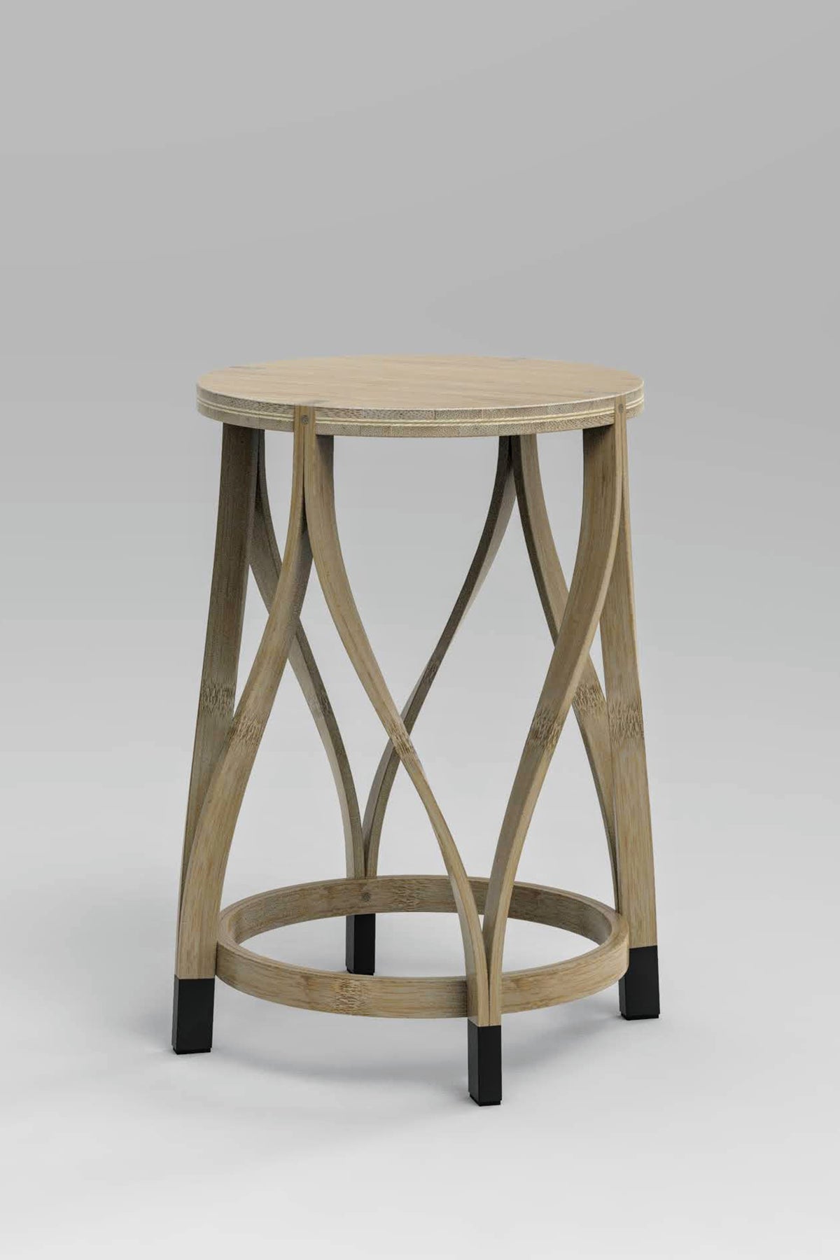 Mianzi Lotus Bamboo Blue Stool (Large)