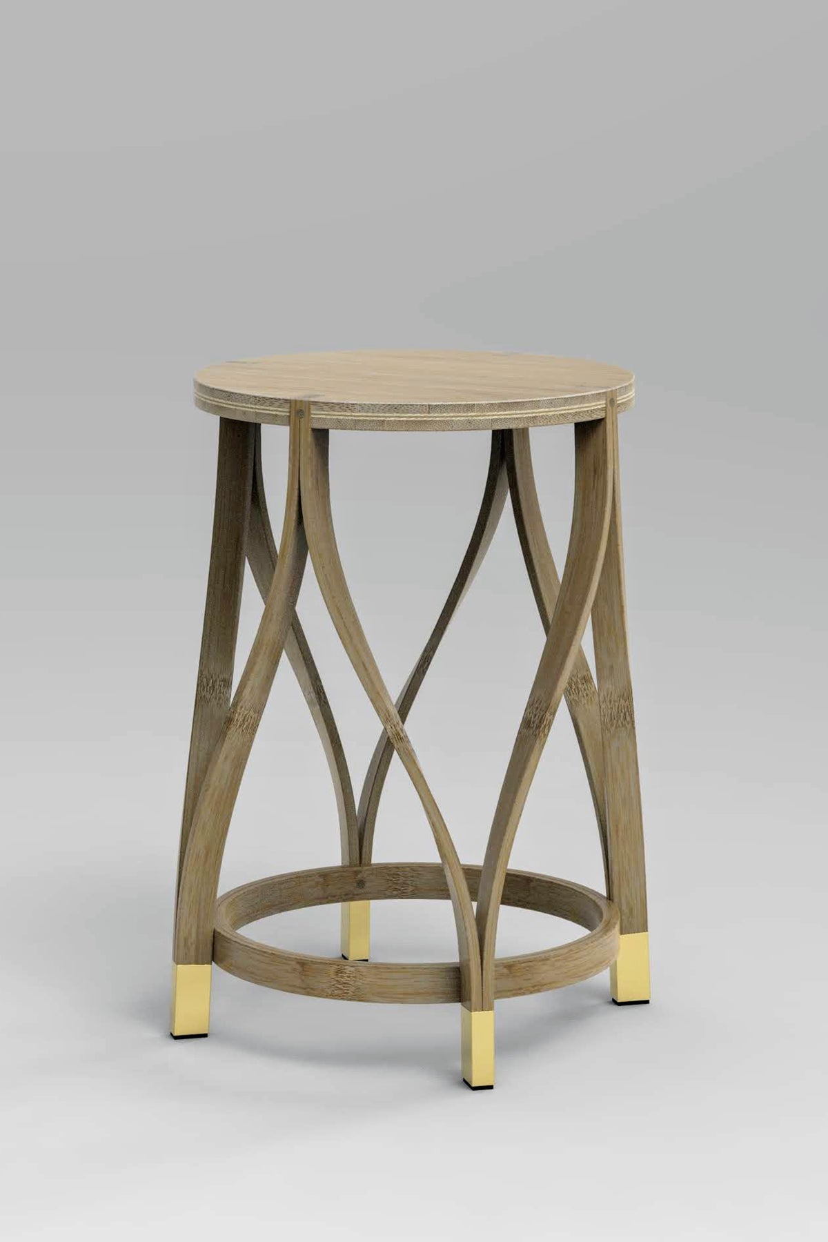 Mianzi Lotus Bamboo Blue Stool (Large)
