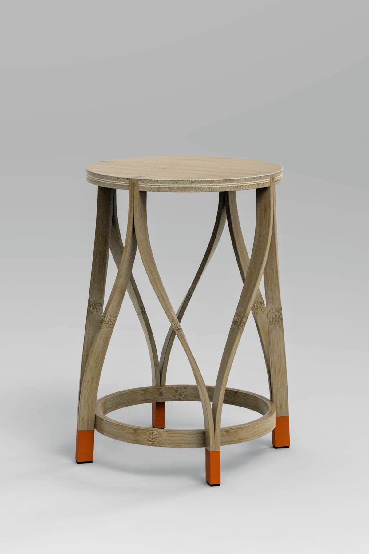 Mianzi Lotus Bamboo Blue Stool (Small)