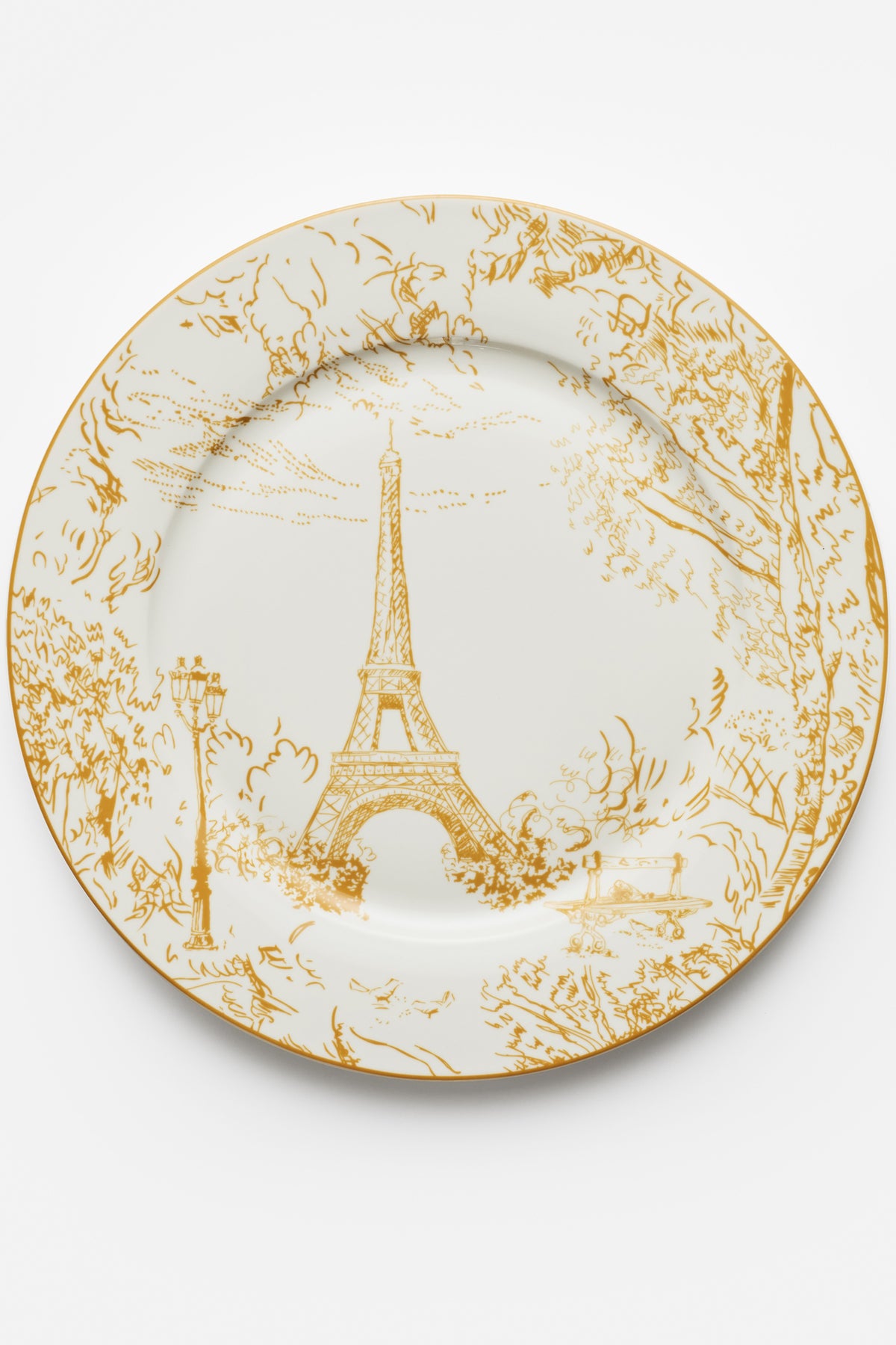 Parisian Soirée Dinner Porcelain Yellow Plate () Set Of 6