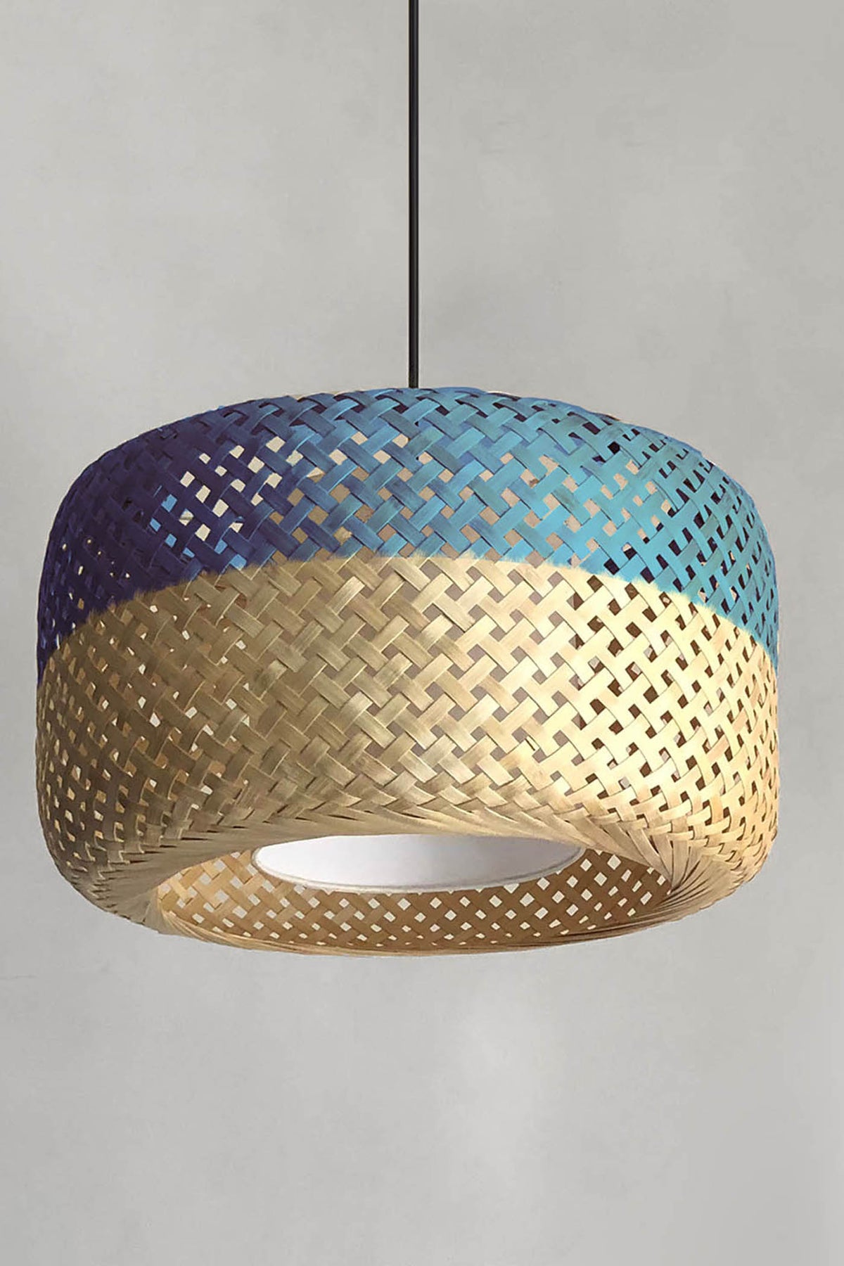Mianzi Opium Pendant Bamboo Blue Lamp