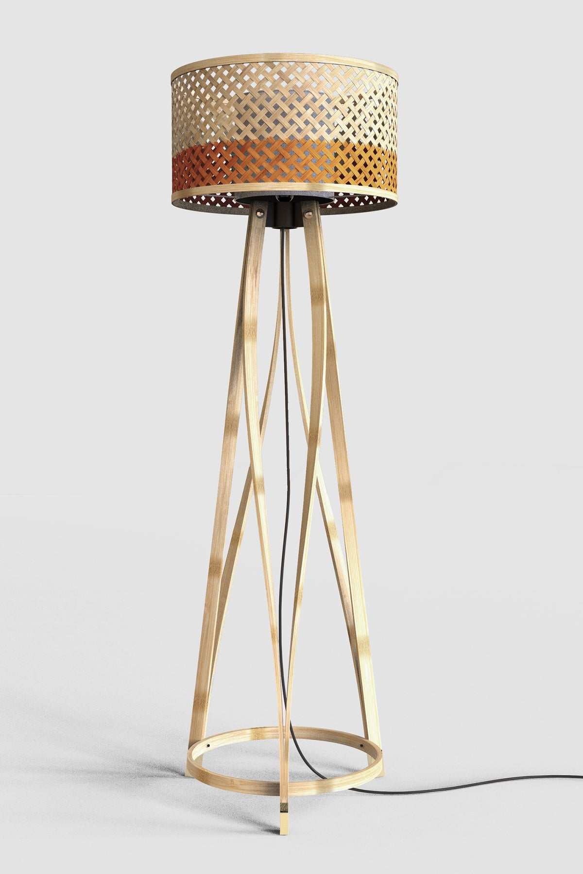Mianzi Mushroom Floor Bamboo Blue Lamp