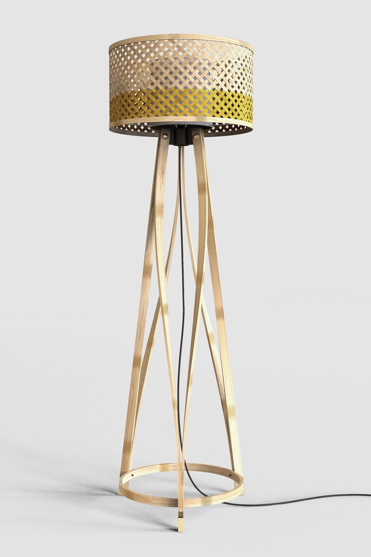 Mianzi Mushroom Floor Bamboo Blue Lamp