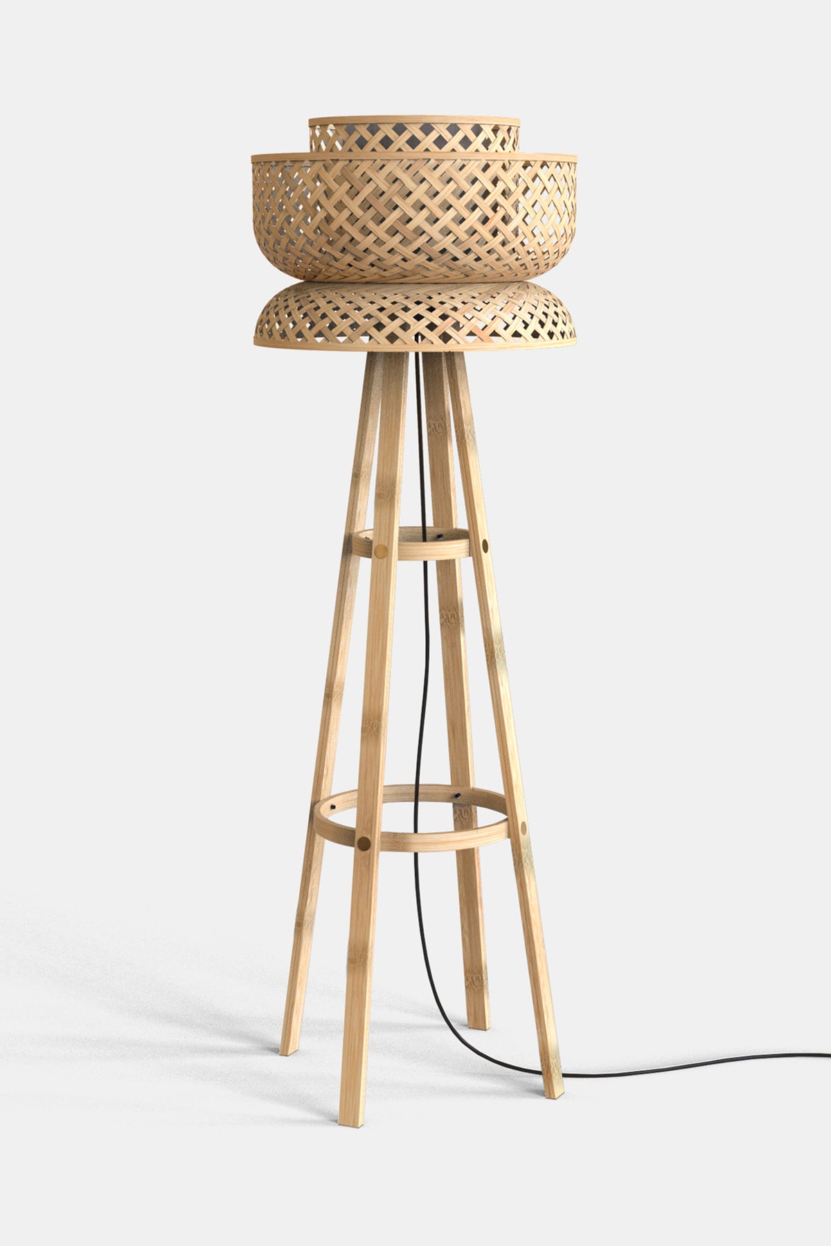 Mianzi Lotus Floor Bamboo Blue Lamp