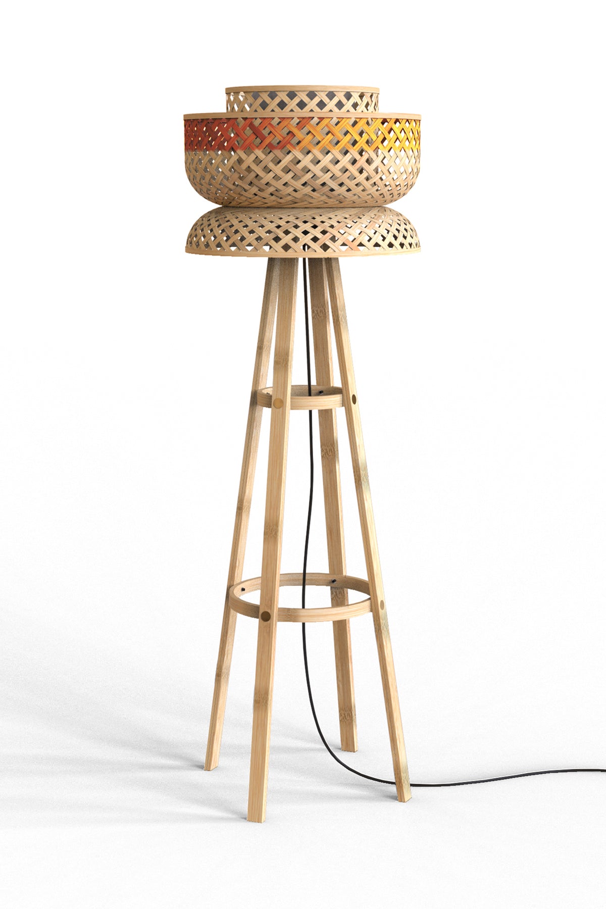Mianzi Lotus Floor Bamboo Blue Lamp