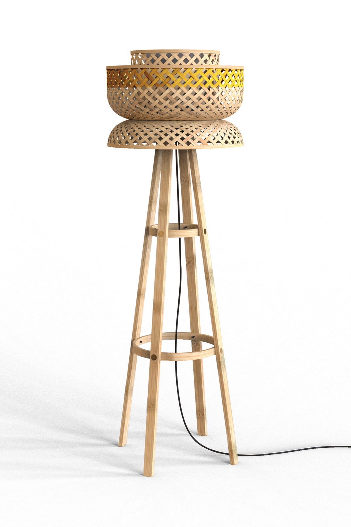 Mianzi Lotus Floor Bamboo Blue Lamp
