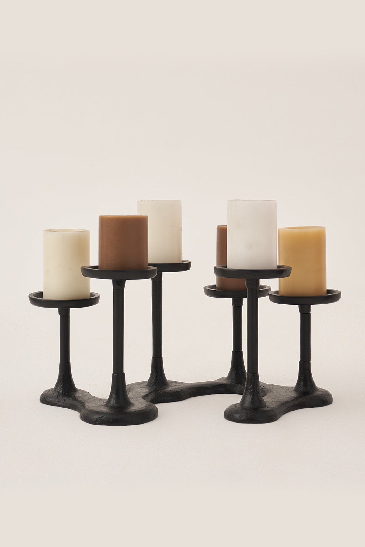 Sepal Aluminium Black Candle Holder