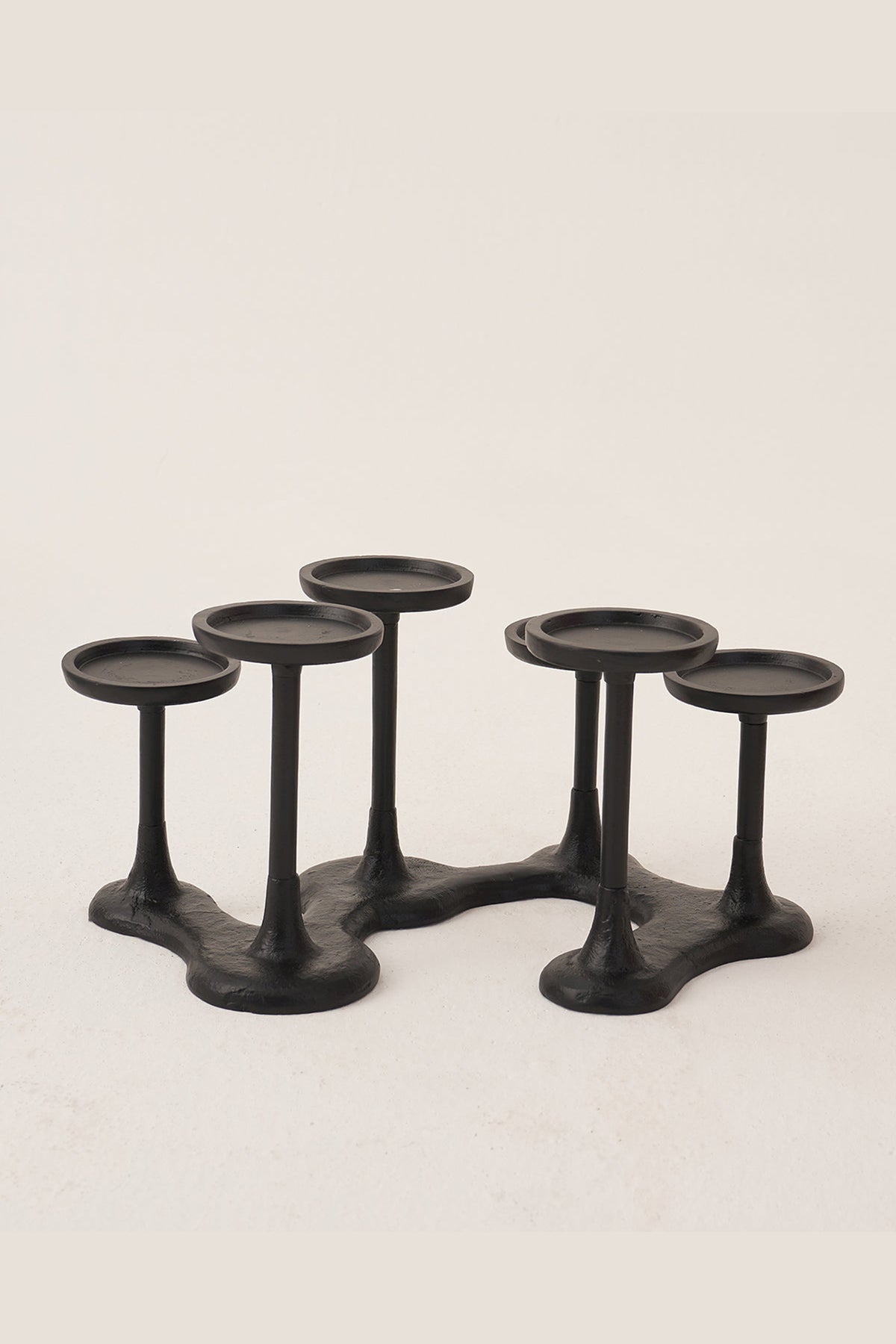 Sepal Aluminium Black Candle Holder