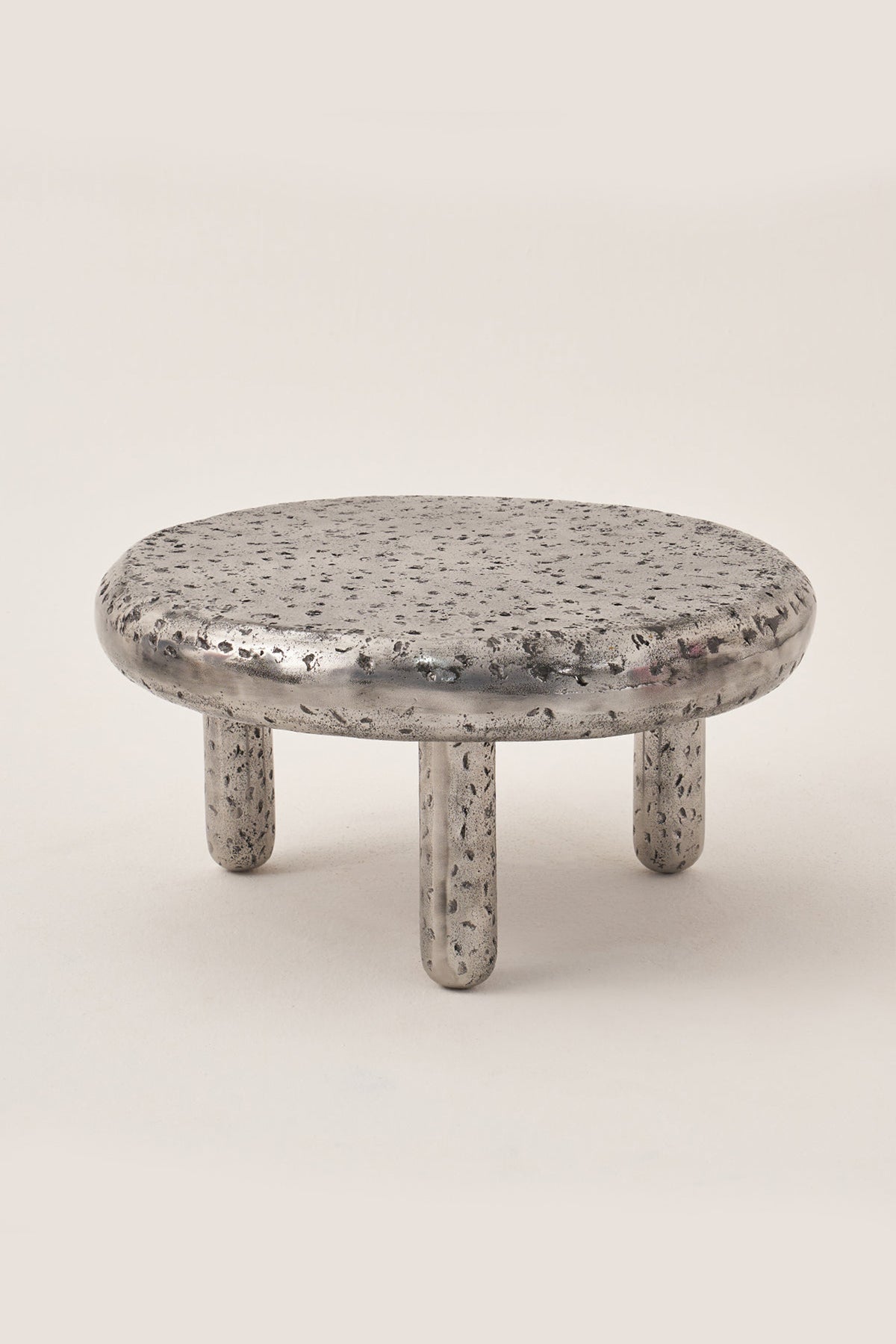 The Crater Aluminium Antique Silver Centre Table Set of 2