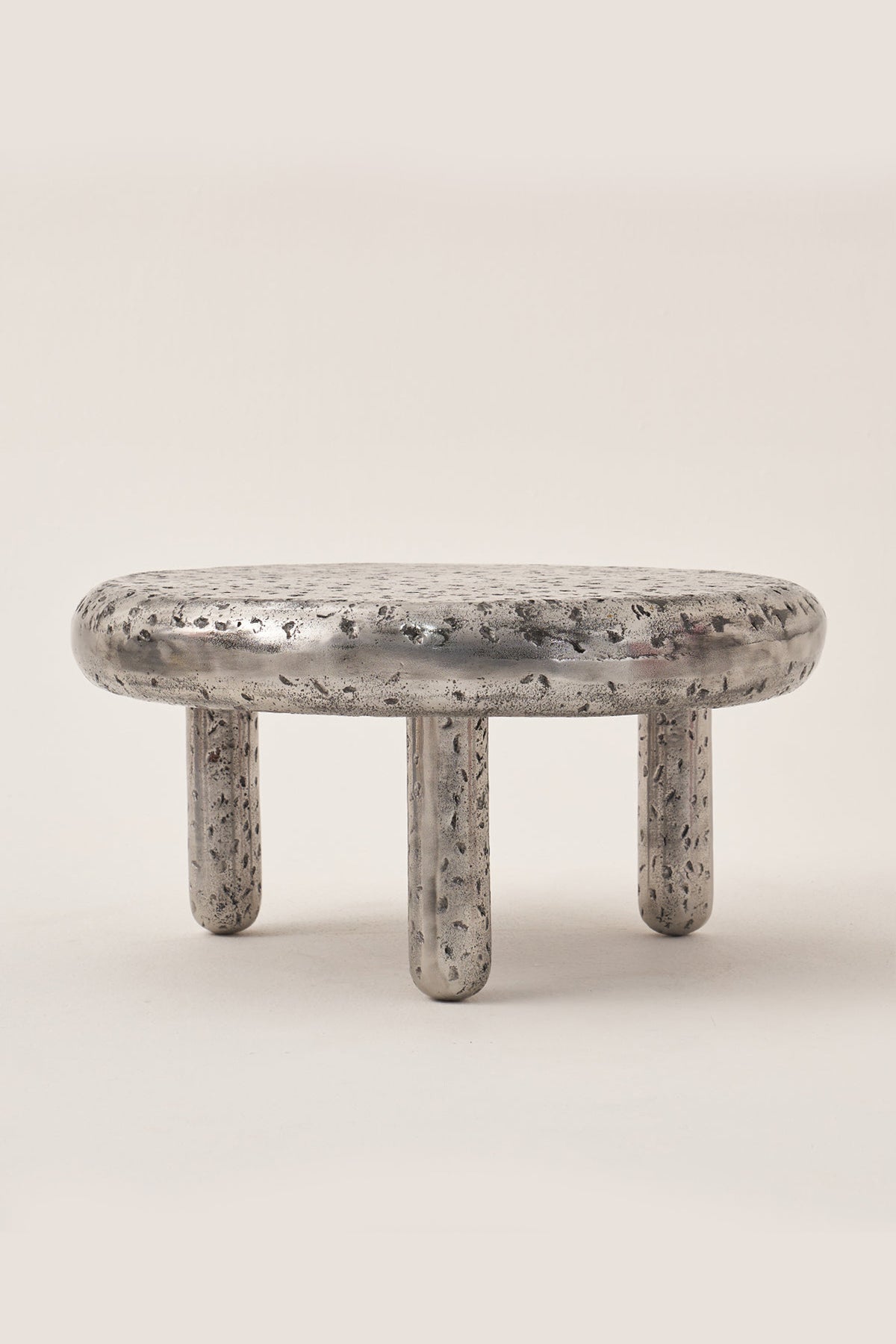 The Crater Aluminium Antique Silver Centre Table Set of 2