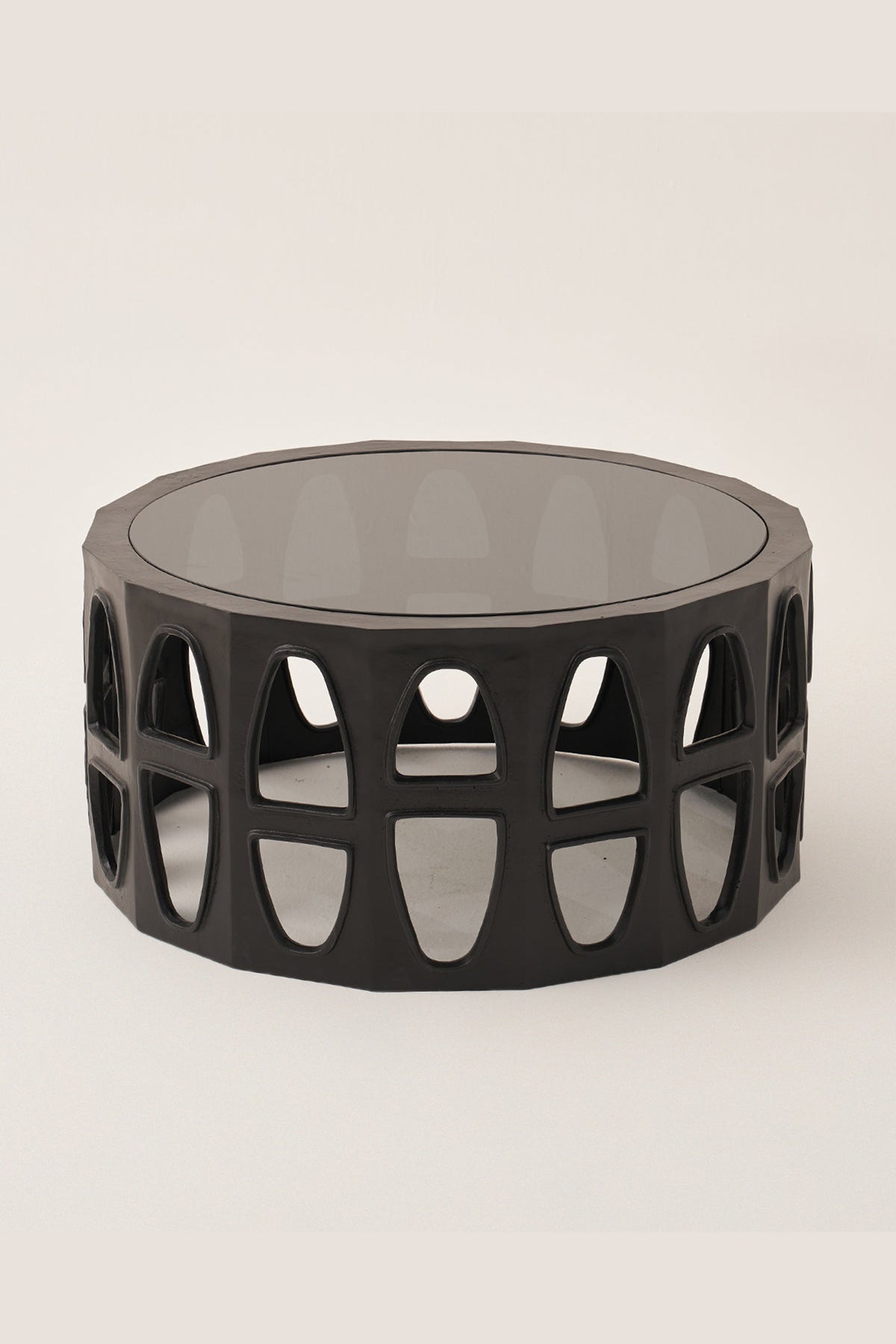 The Colosseum Coffee Tinted Glass Matte Black Table