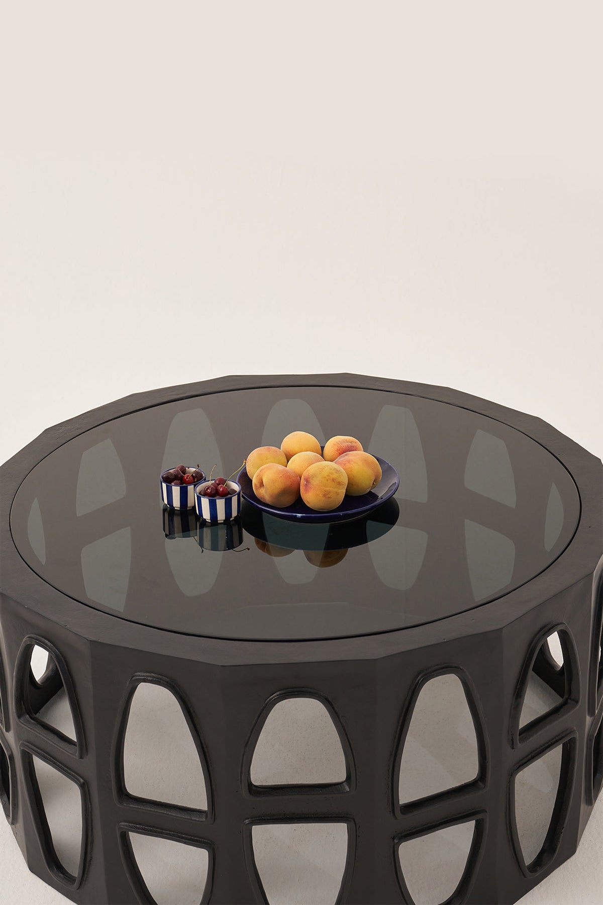 The Colosseum Coffee Tinted Glass Matte Black Table
