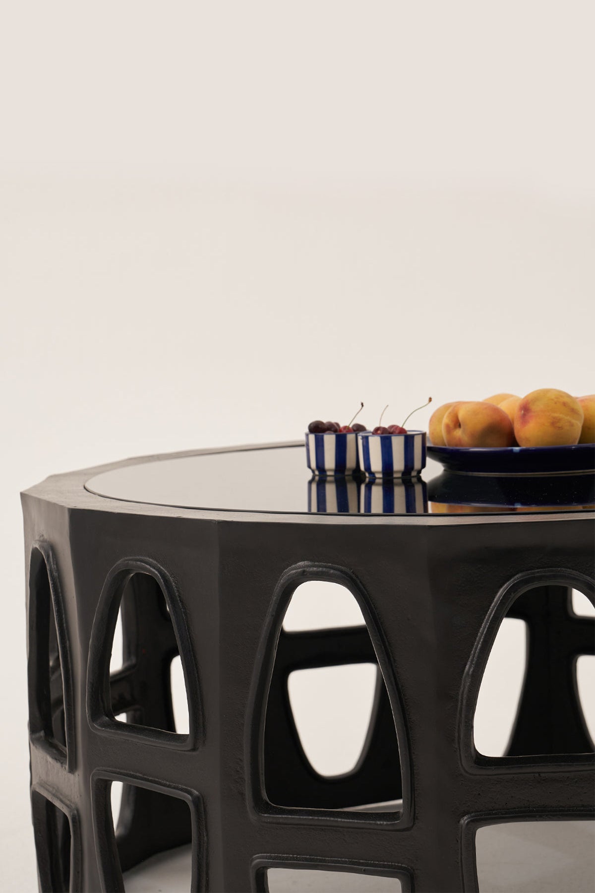 The Colosseum Coffee Tinted Glass Matte Black Table