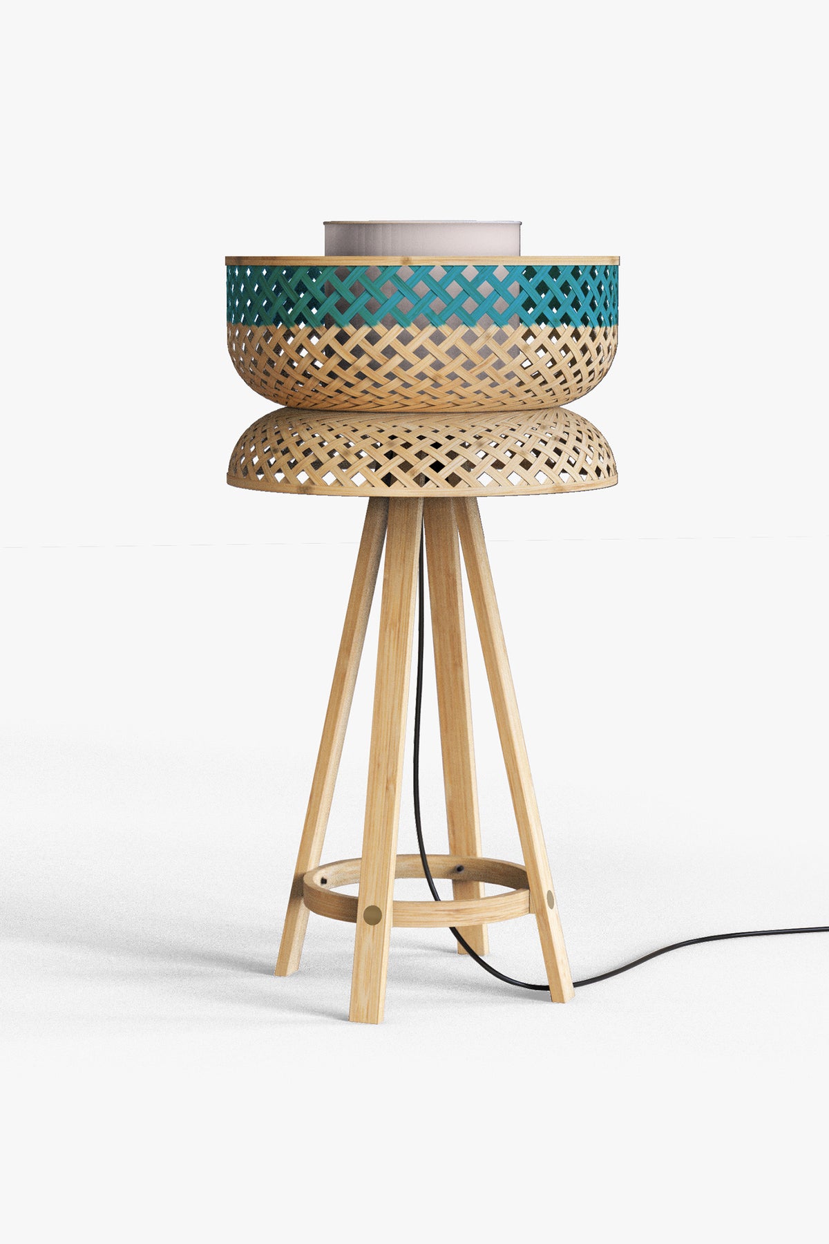 Mianzi Lotus Bamboo Blue Table Lamp